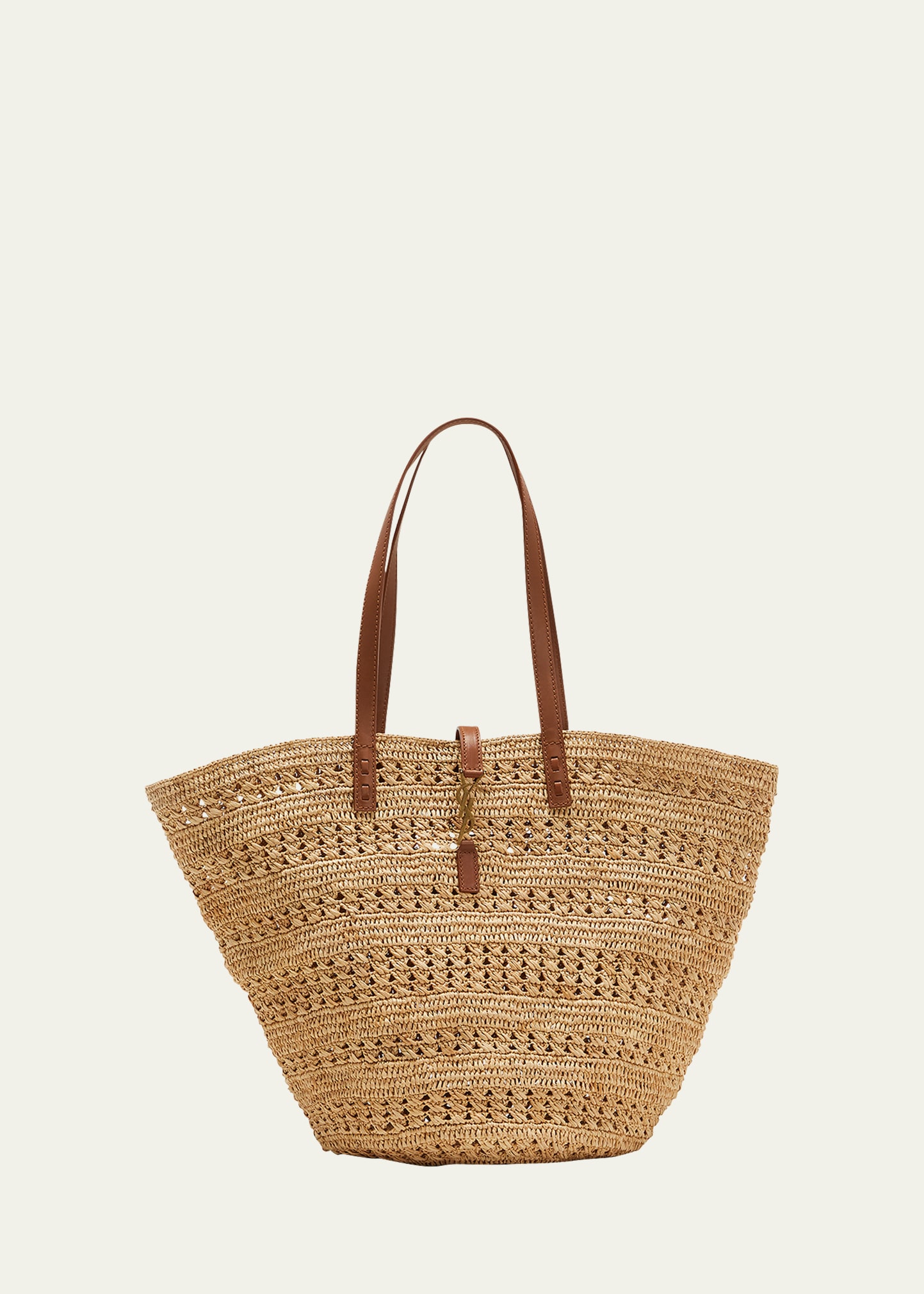 Saint Laurent Panier Medium Raffia Ysl Tote Bag In Natural Multi