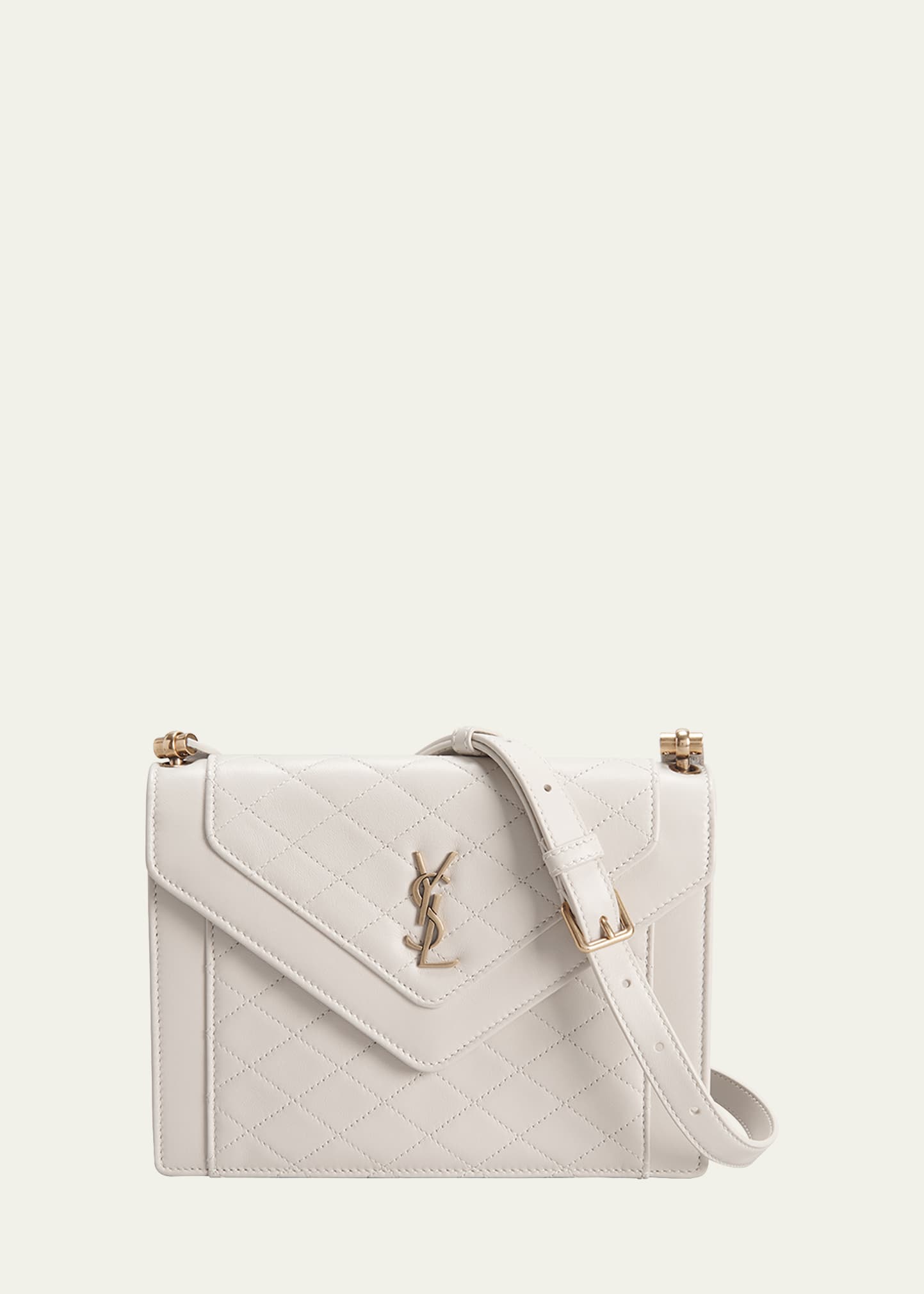 Saint Laurent Gaby Mini Ysl Quilted Leather Satchel Bag In White