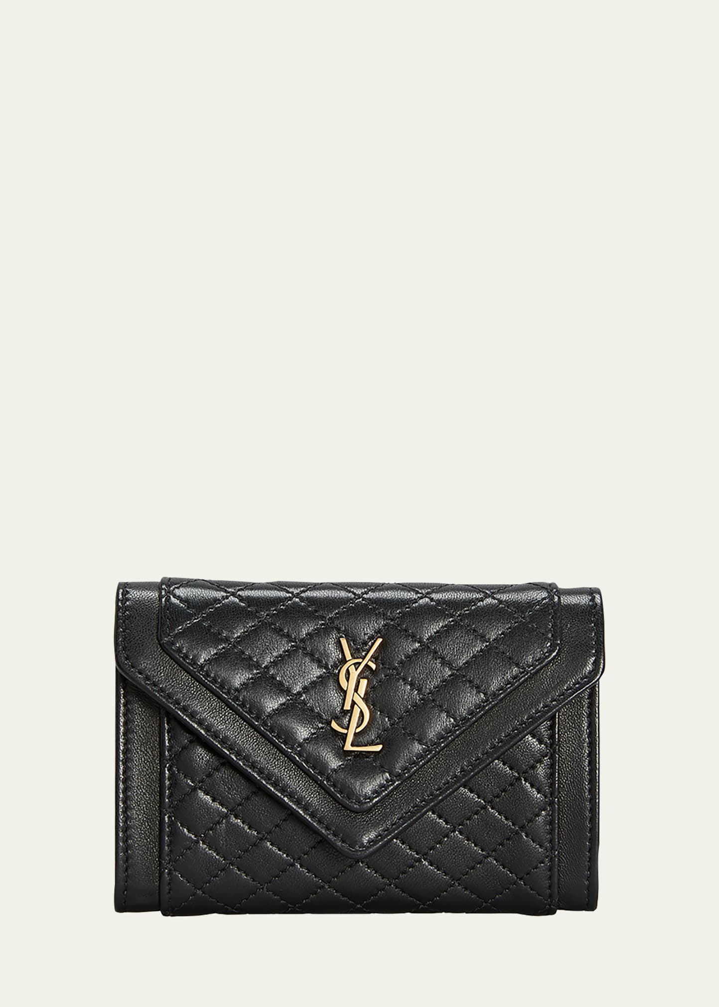 Saint Laurent Gaby Small Ysl Envelope Flap Wallet In 1000 Nero ModeSens
