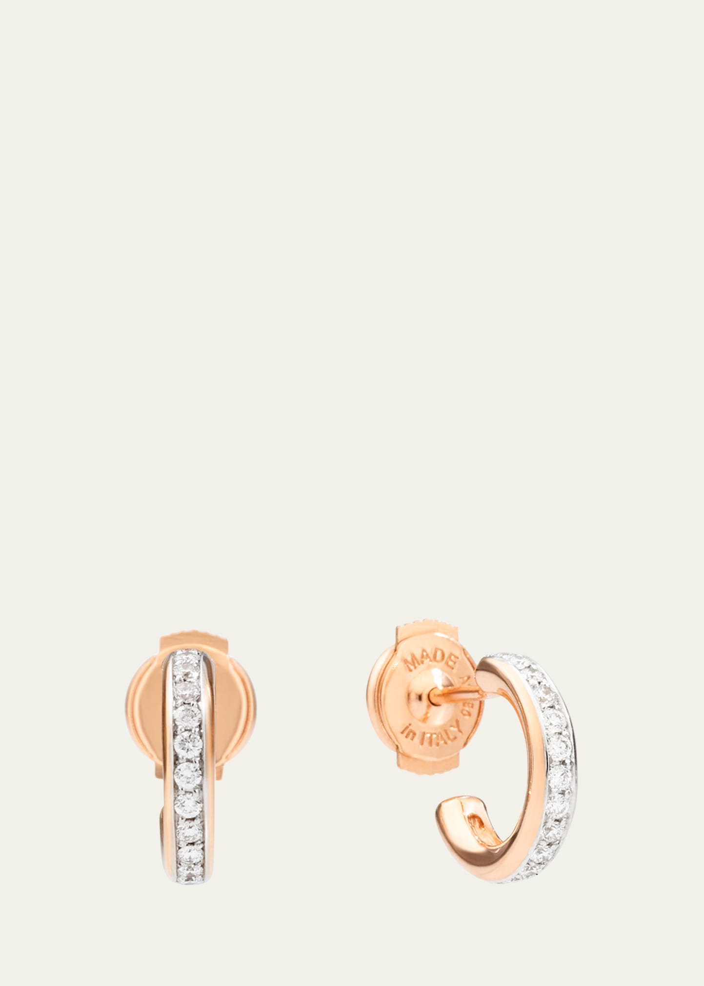 Shop Pomellato 18k Rose Gold Iconica Diamond Mini Hoop Earrings