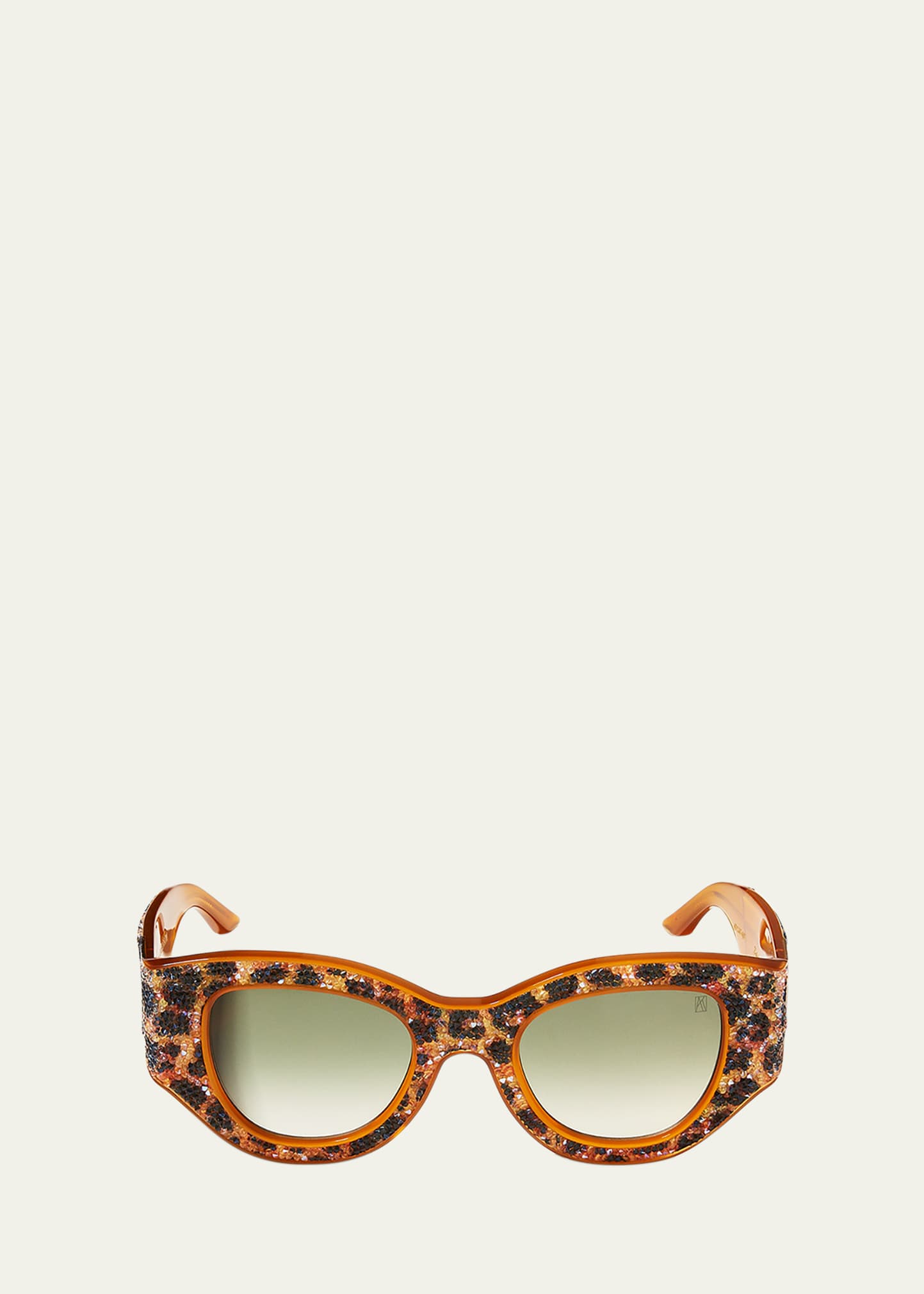 Anna-karin Karlsson Lucky Goes To Vegas Crystals & Acetate Cat-eye Sunglasses In Leopard