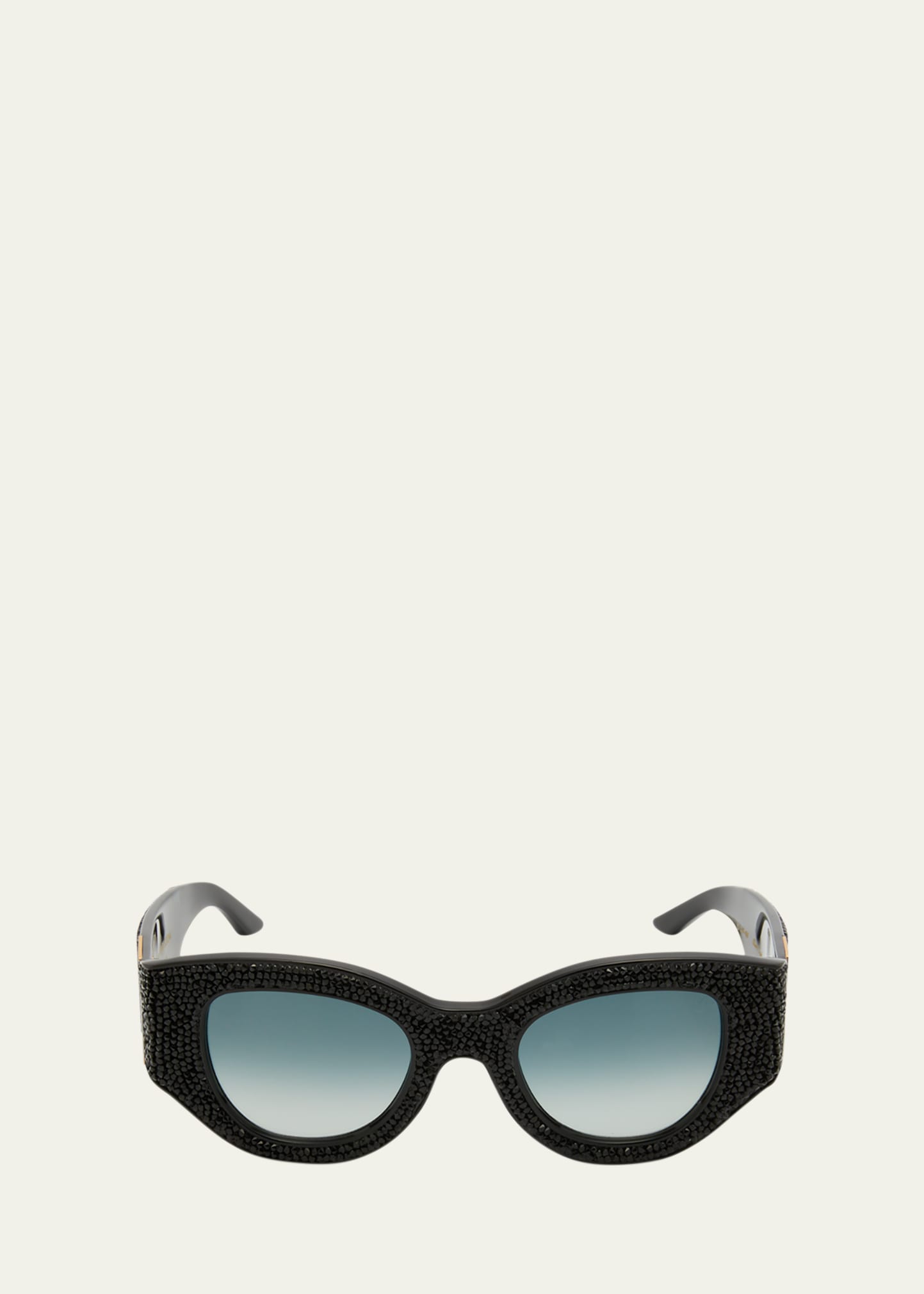 Anna-karin Karlsson Lucky Goes To Vegas Embellished Acetate & Metal Cat-eye Sunglasses In Black Crystal
