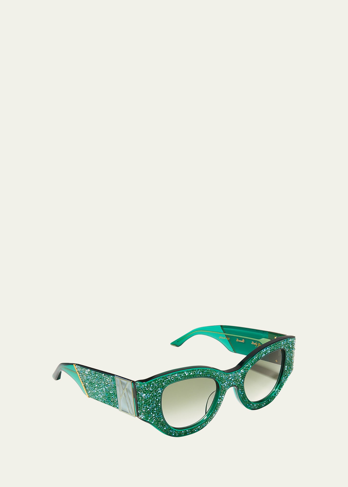 Anna-karin Karlsson Lucky Goes To Vegas Crystals & Acetate Cat-eye Sunglasses In Emerald Crystal
