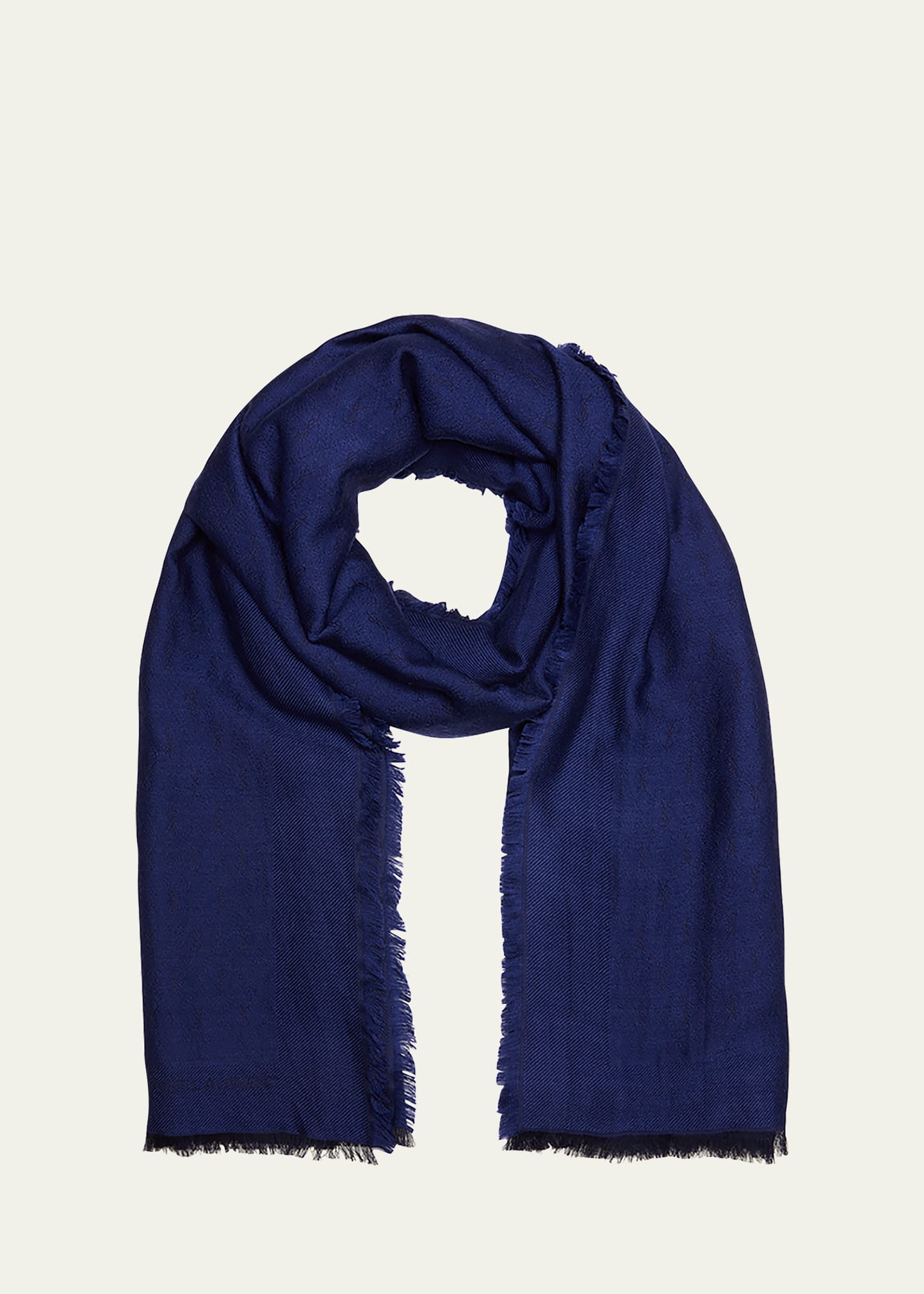 Saint Laurent Monogram Fine-knit Scarf In Sapphire