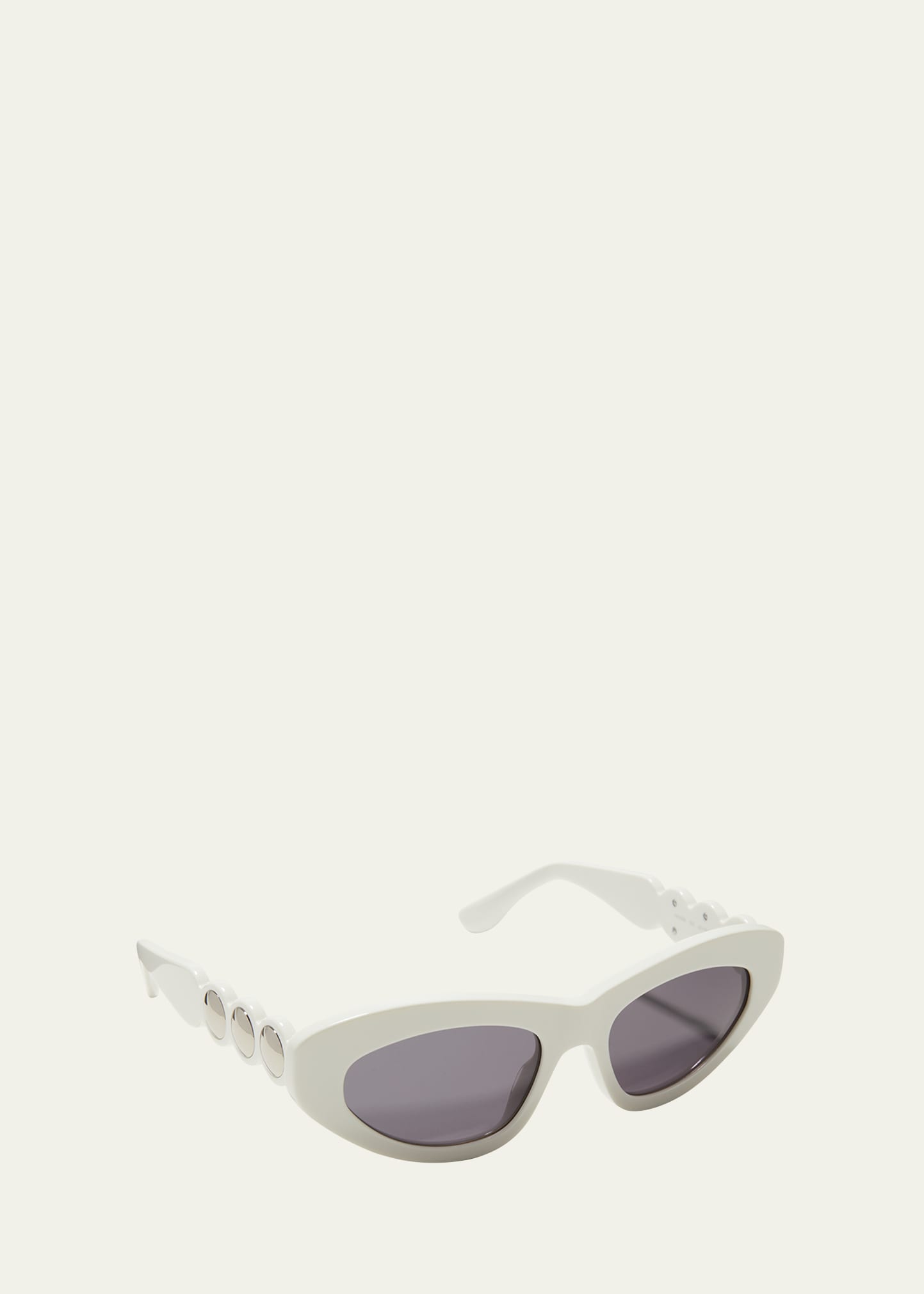 Alaïa Scallop Stud Metal & Acetate Cat-eye Sunglasses In 002 Solid Ivory