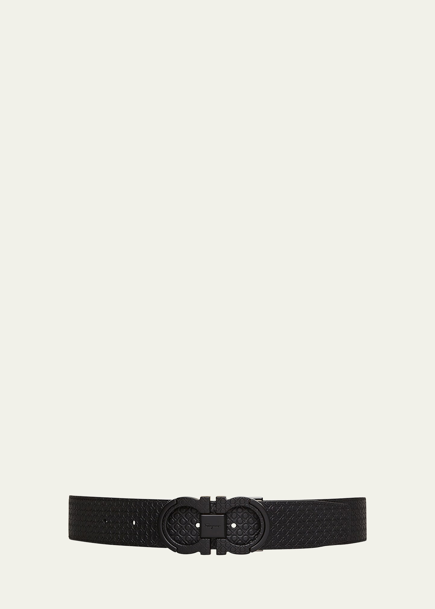 Ferragamo Men's Reversible-adjustable Leather Gancini Belt In Black