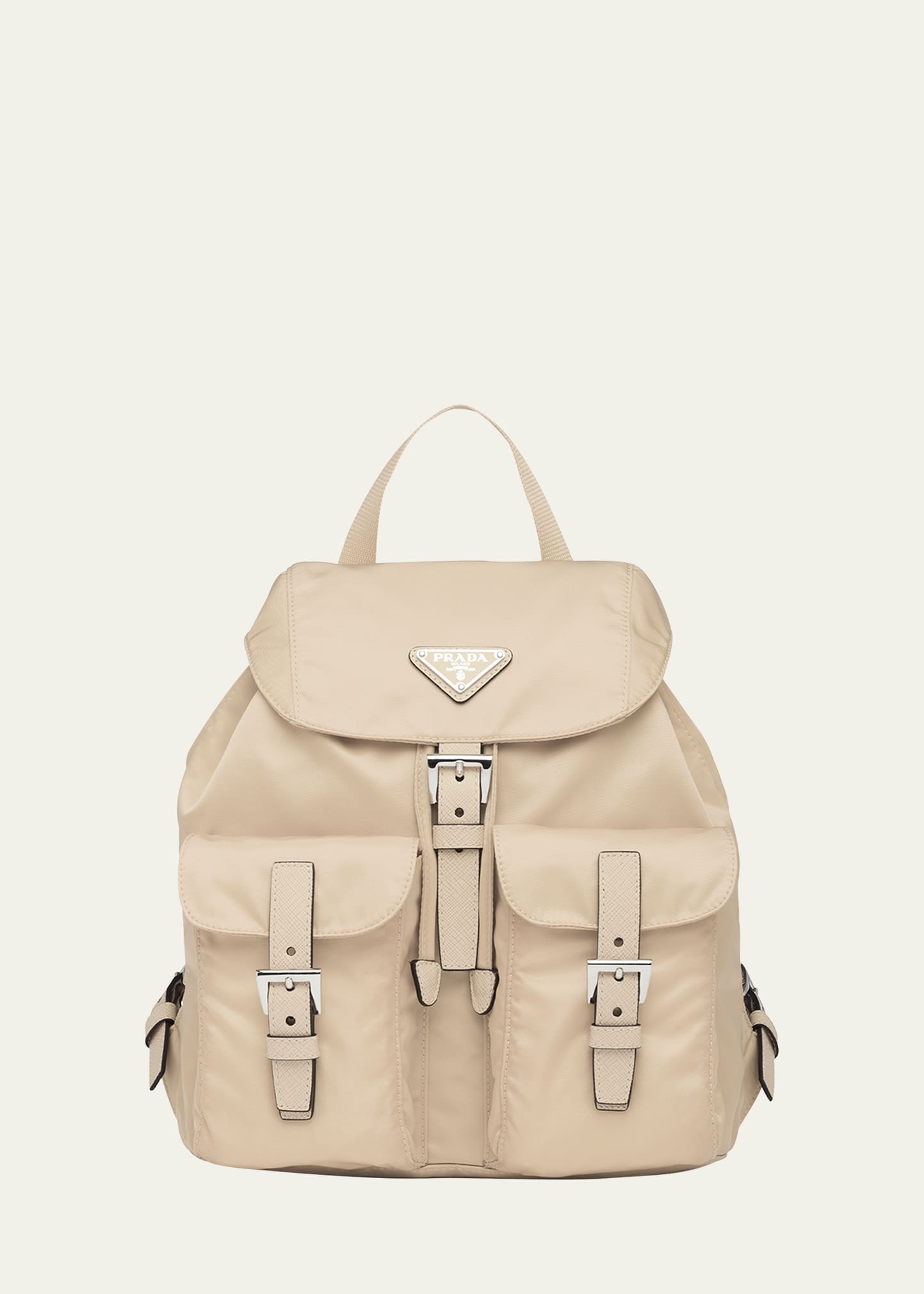 Prada Small Logo-plaque Backpack In F0f24 Deserto