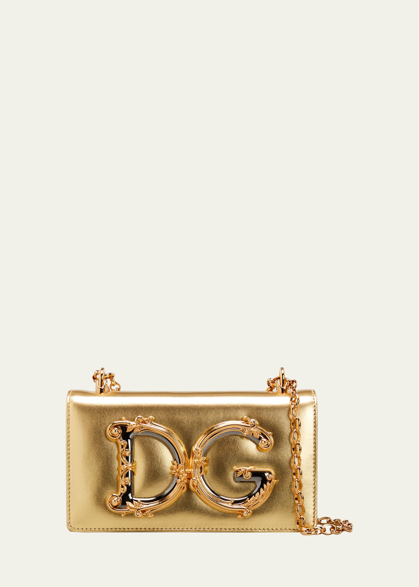 Dolce & Gabbana Dg Girls Metallic Crossbody Bag In Oro Chiaro
