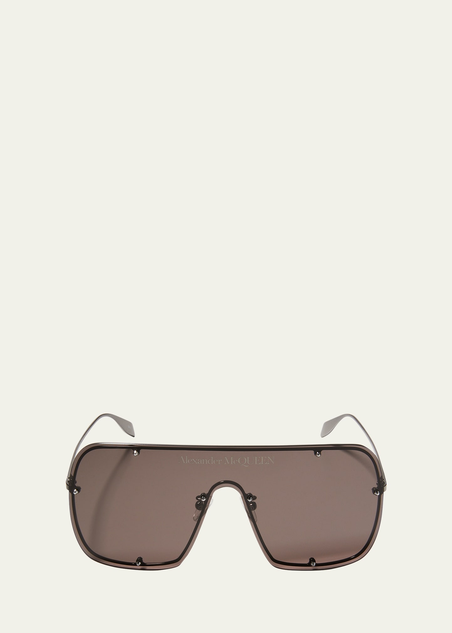 Alexander Mcqueen Studs 99mm Mask Sunglasses In Ruthenium