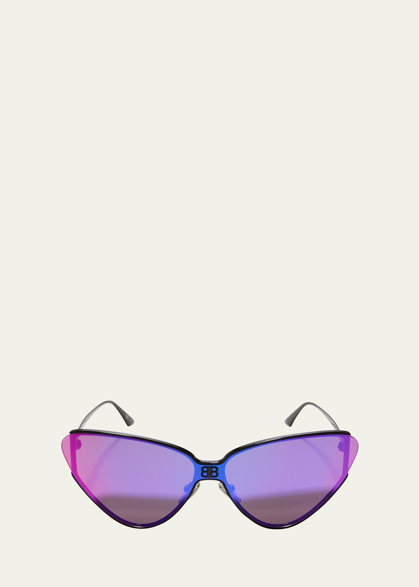Shop Balenciaga Logo Metal Cat-eye Sunglasses In Black / Violet