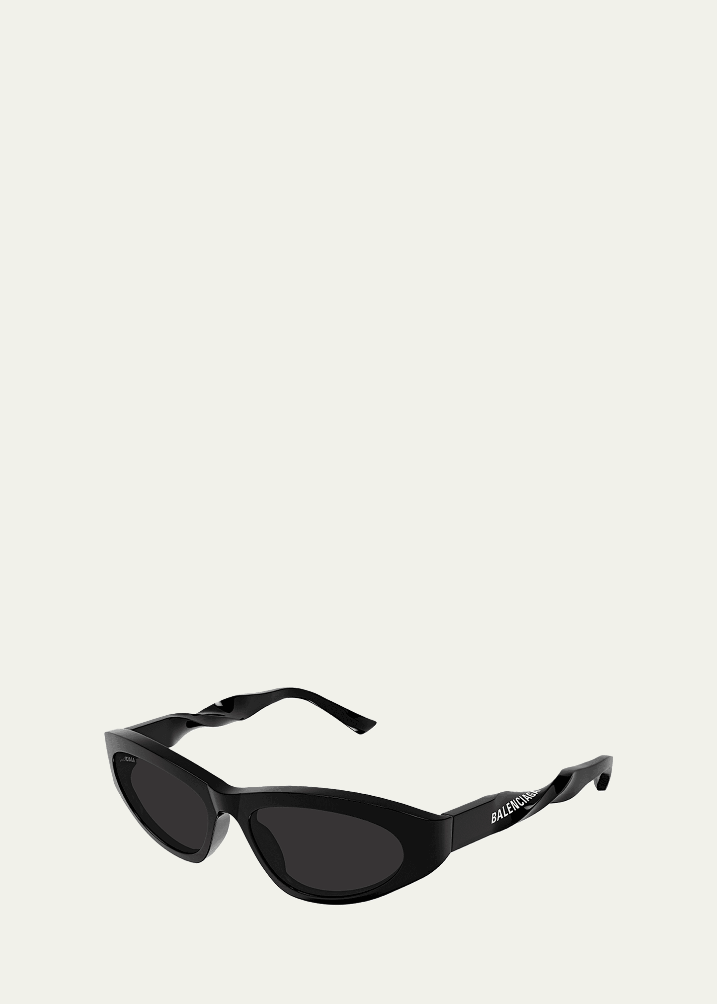 Balenciaga Logo Twisted Acetate Cat-eye Sunglasses In Shiny Black