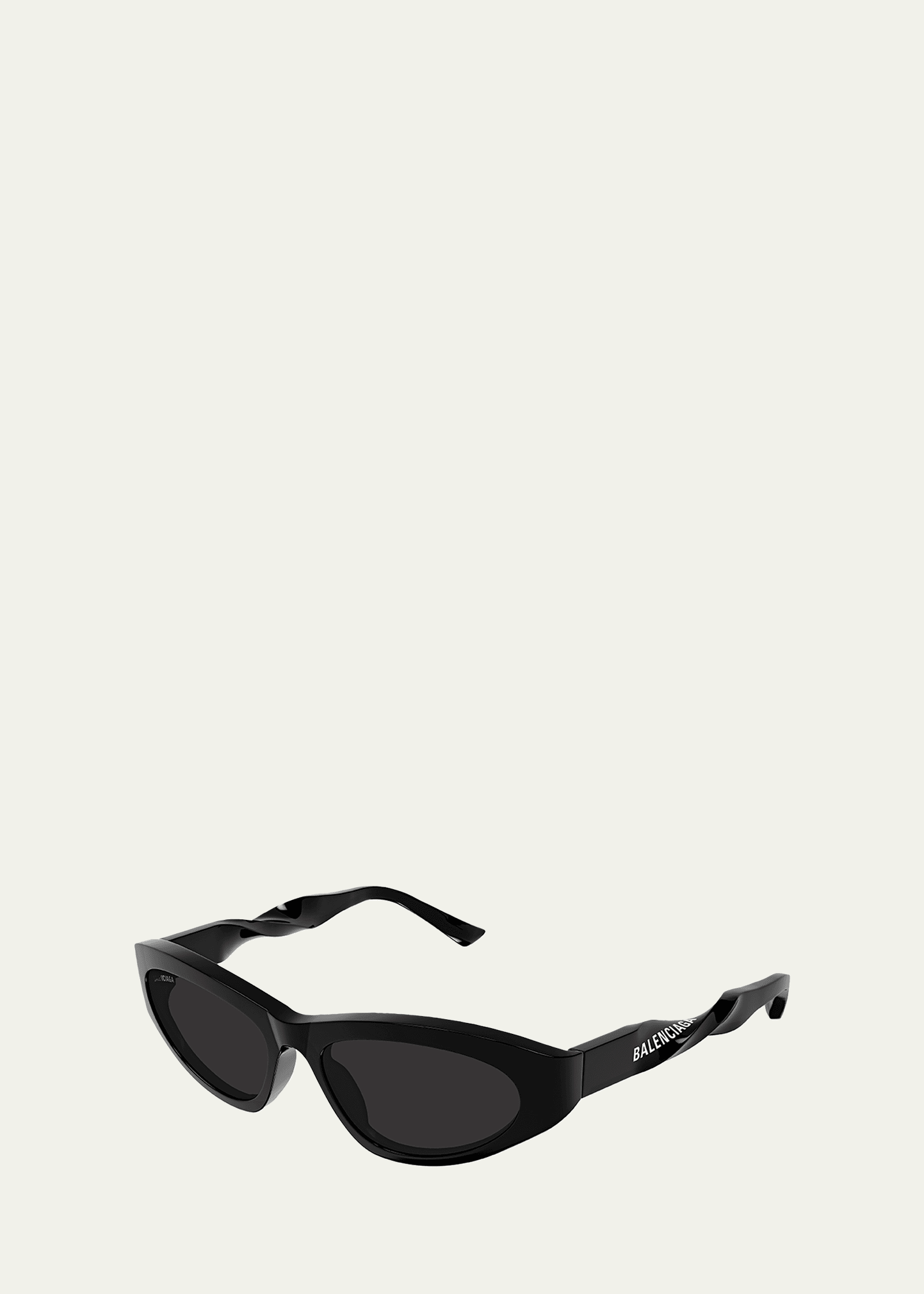 Balenciaga Logo Twisted Acetate Cat-eye Sunglasses In 001 Shiny Black