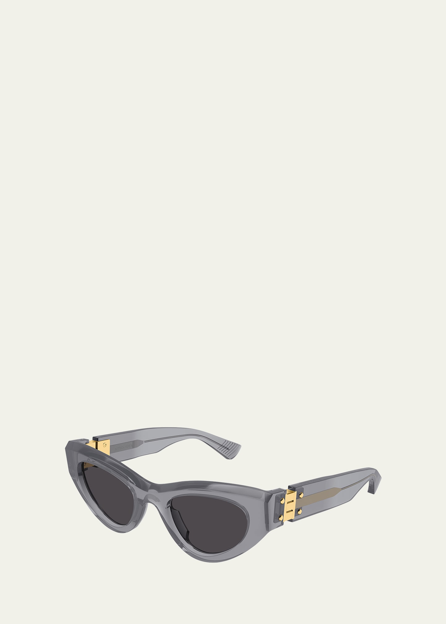 Bottega Veneta Monochromatic Acetate Cat-eye Sunglasses In Shiny Grey