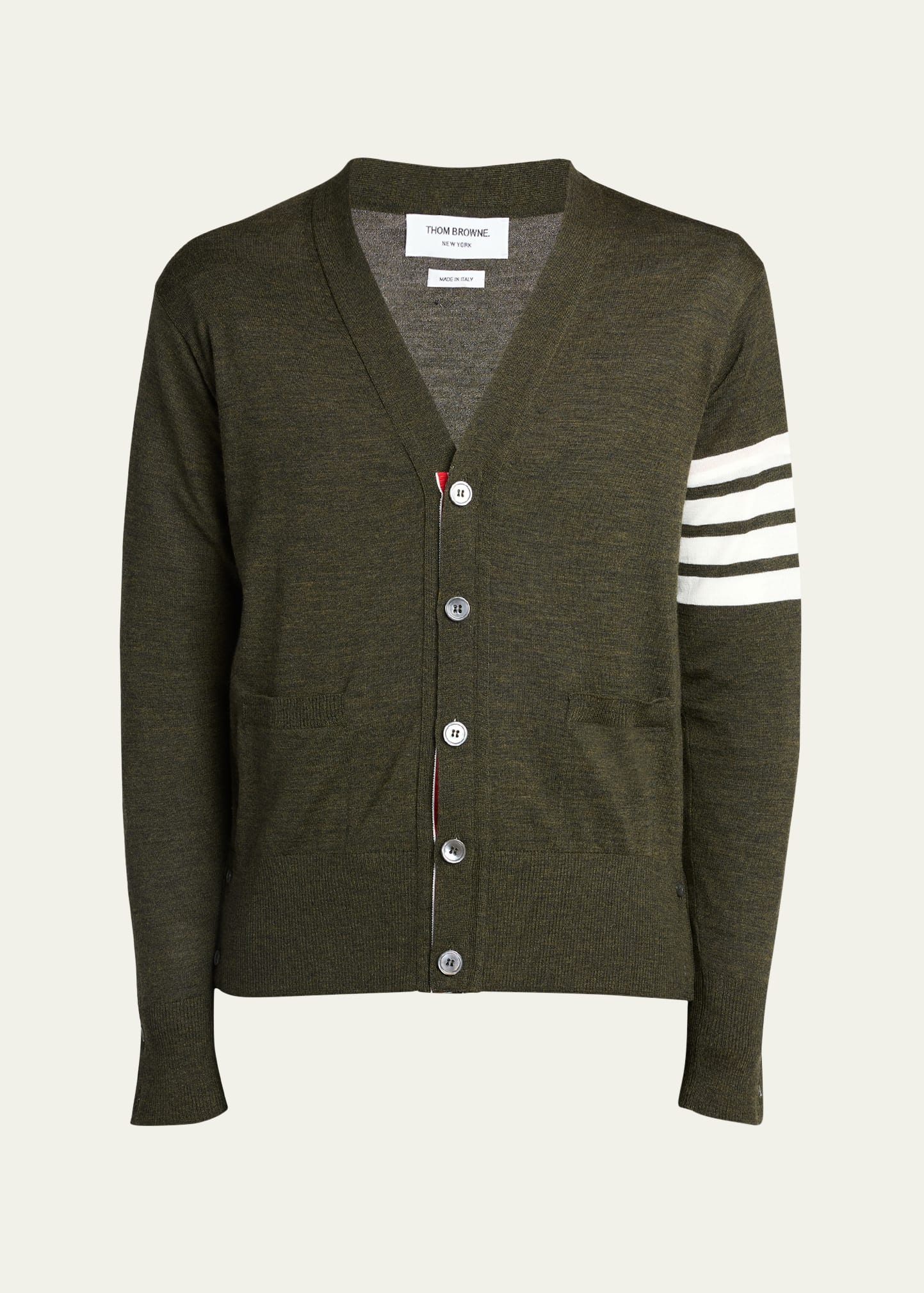 Shop Thom Browne Men's 4-bar Wool Cardigan Sweater In Bright Green