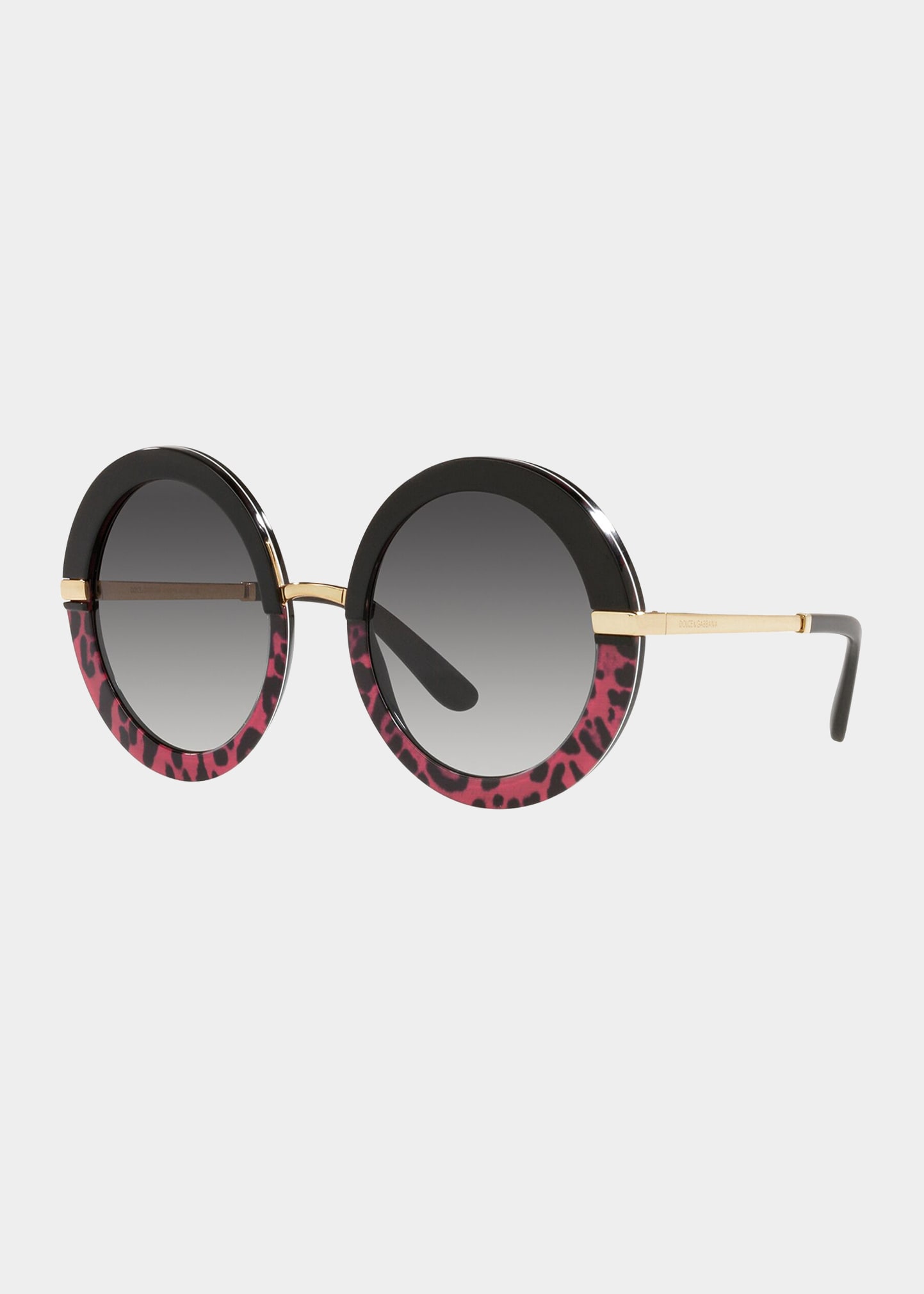 Dolce & Gabbana Round Acetate & Plastic Sunglasses In Leopard Pink