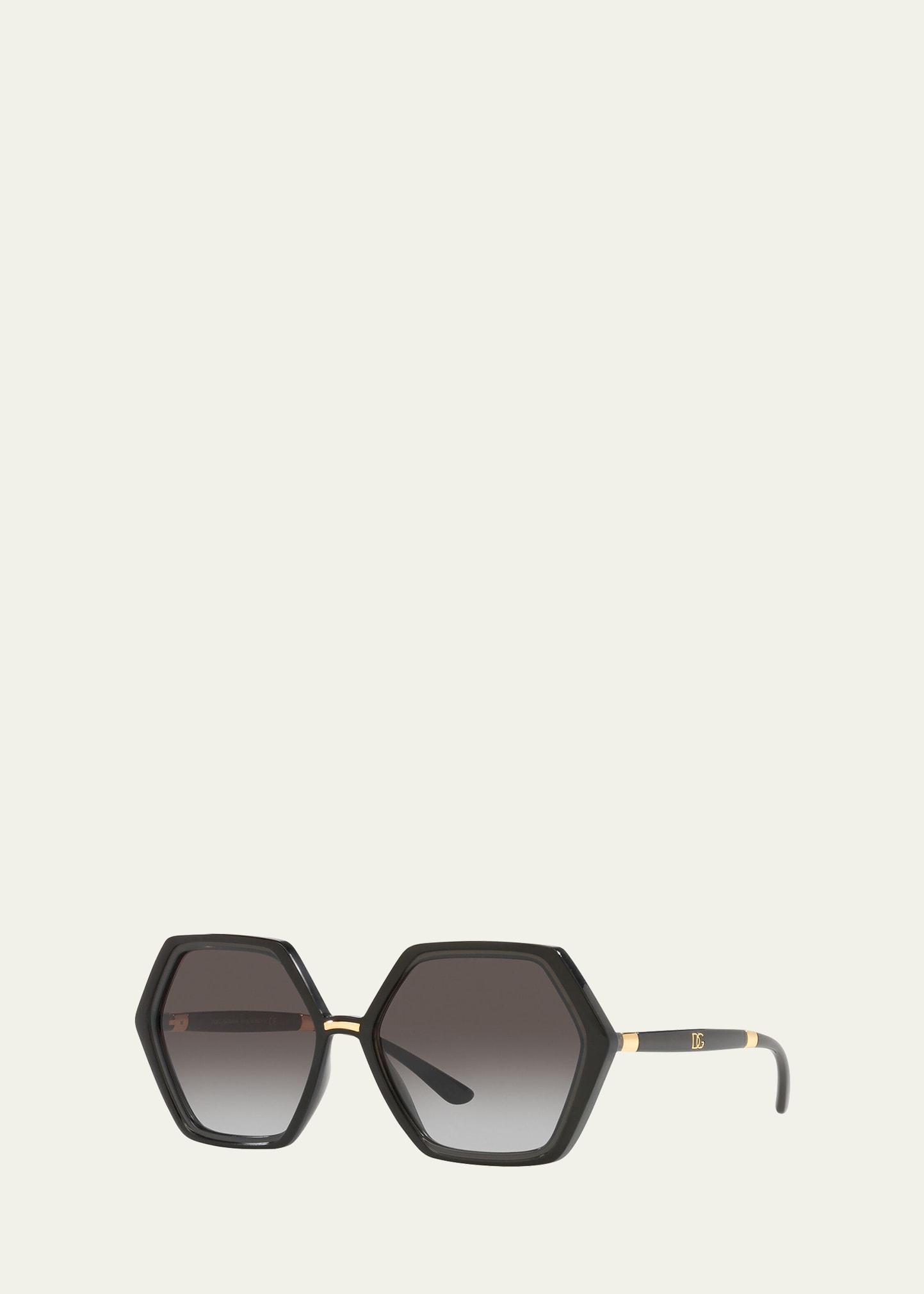 Dolce & Gabbana Hexagon Acetate Sunglasses In Trans Blk