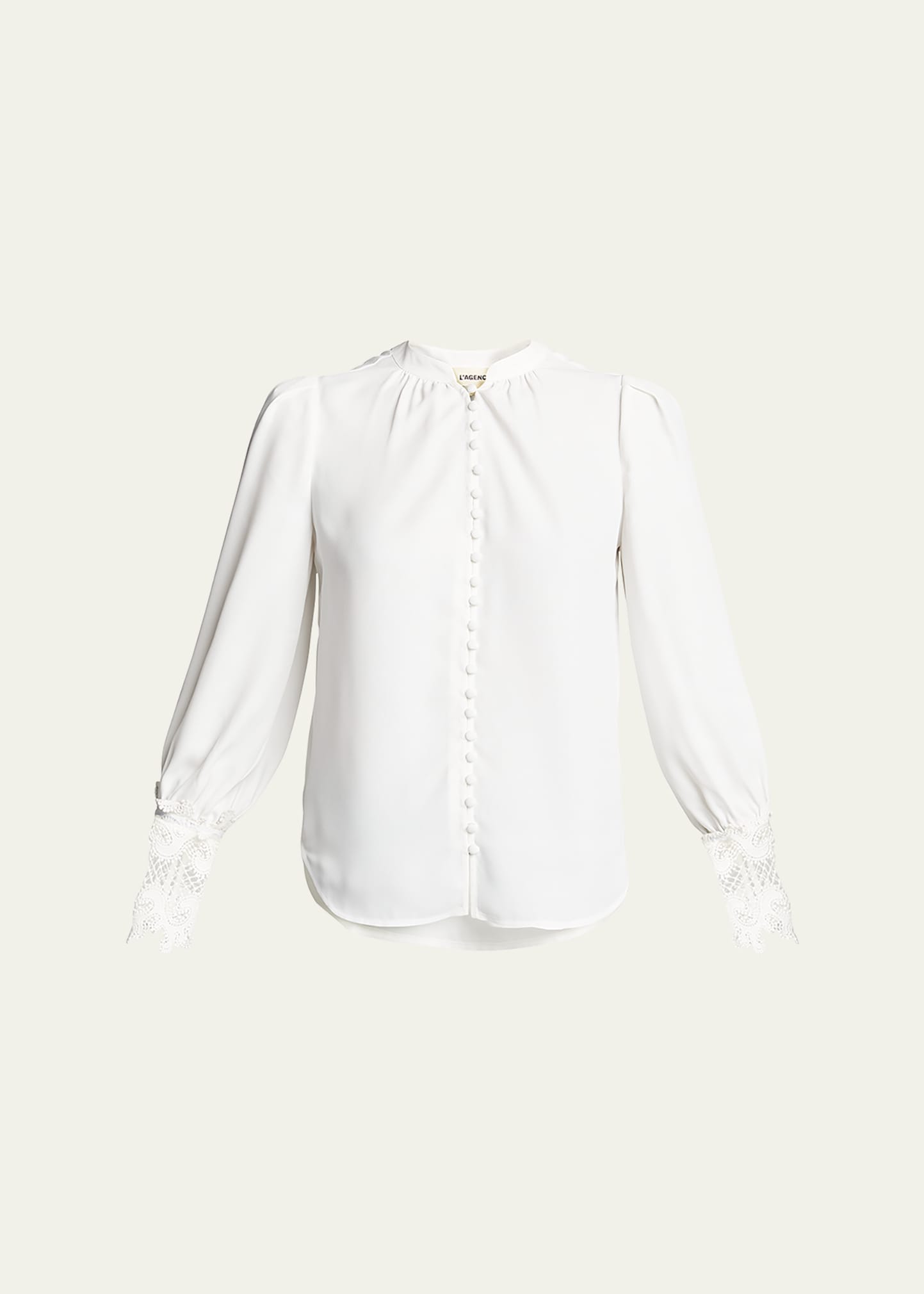 L AGENCE AVA LACE-CUFF BLOUSE