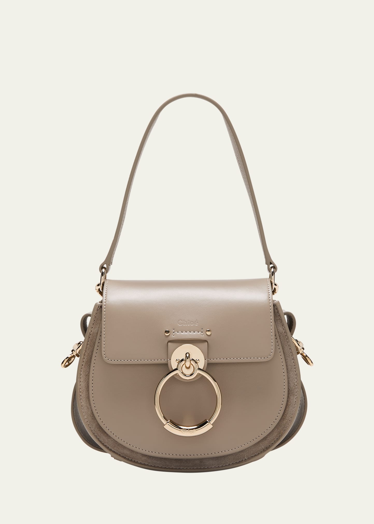 Shop Chloé Tess Small Crossbody Bag In Leather In Motty Grey