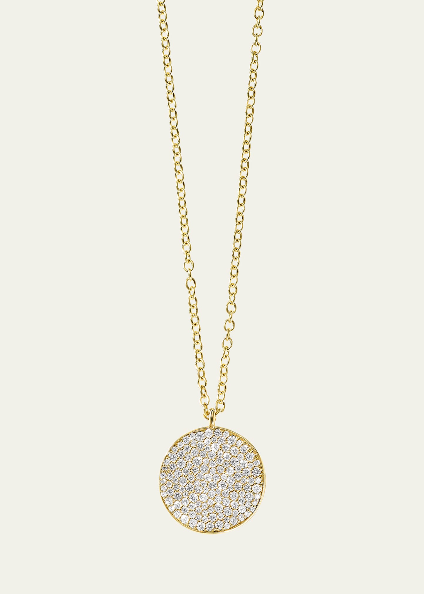 Ippolita 18k Yellow Gold Stardust Diamond Pave Medium Disc Pendant Necklace, 16-18 In Diamond