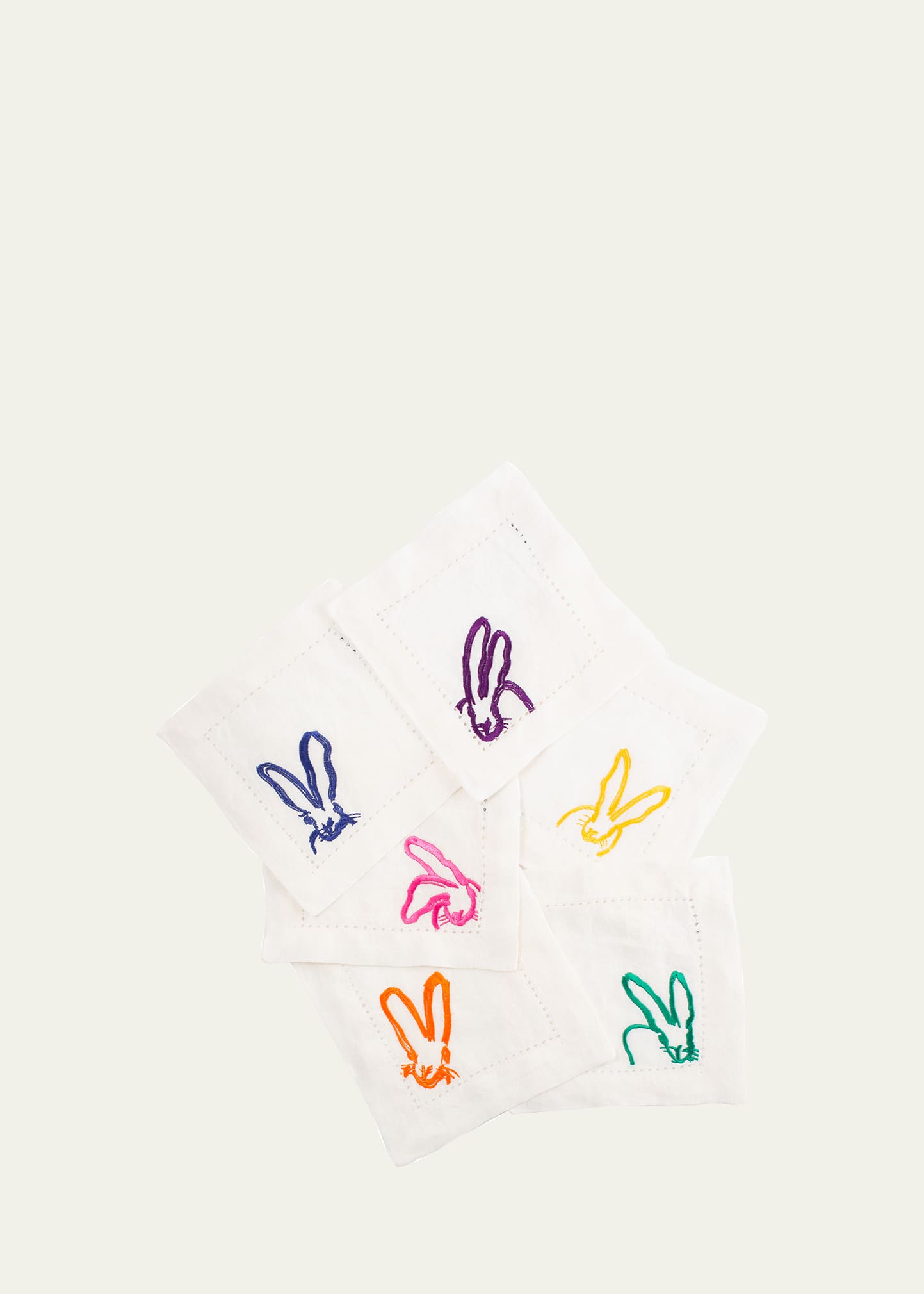 Colorful Bunnies Cocktail Napkins, Set of 6