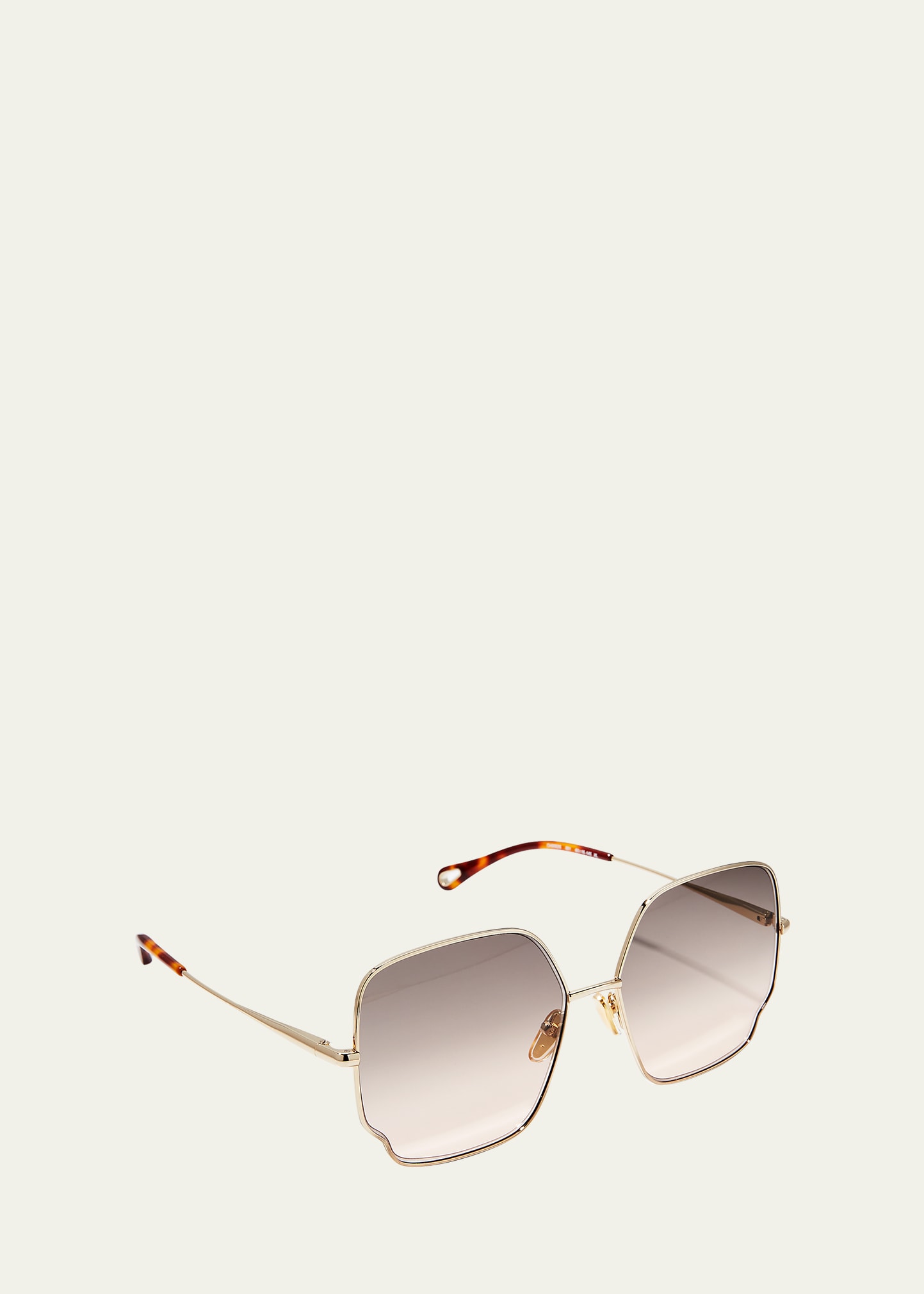 Chloé Oversized Geo Rectangle Metal Sunglasses In Shiny Classic
