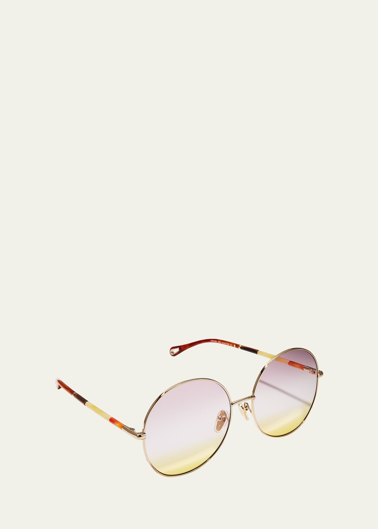 Chloé Gradient Round Metal & Acetate Sunglasses In 004 Shiny Classic