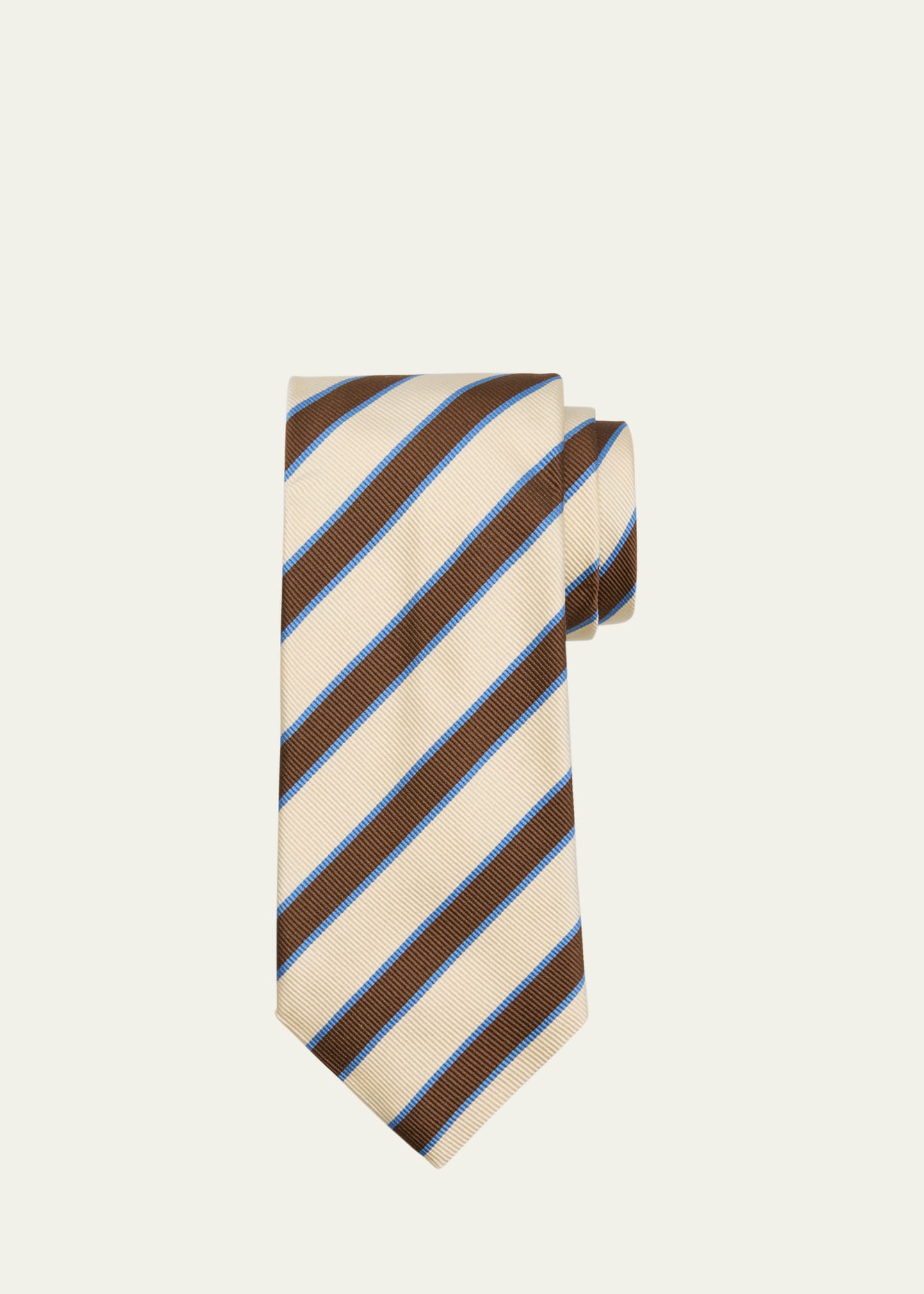 Shop Cesare Attolini Men's Multi-stripe Silk Tie In 001-beige