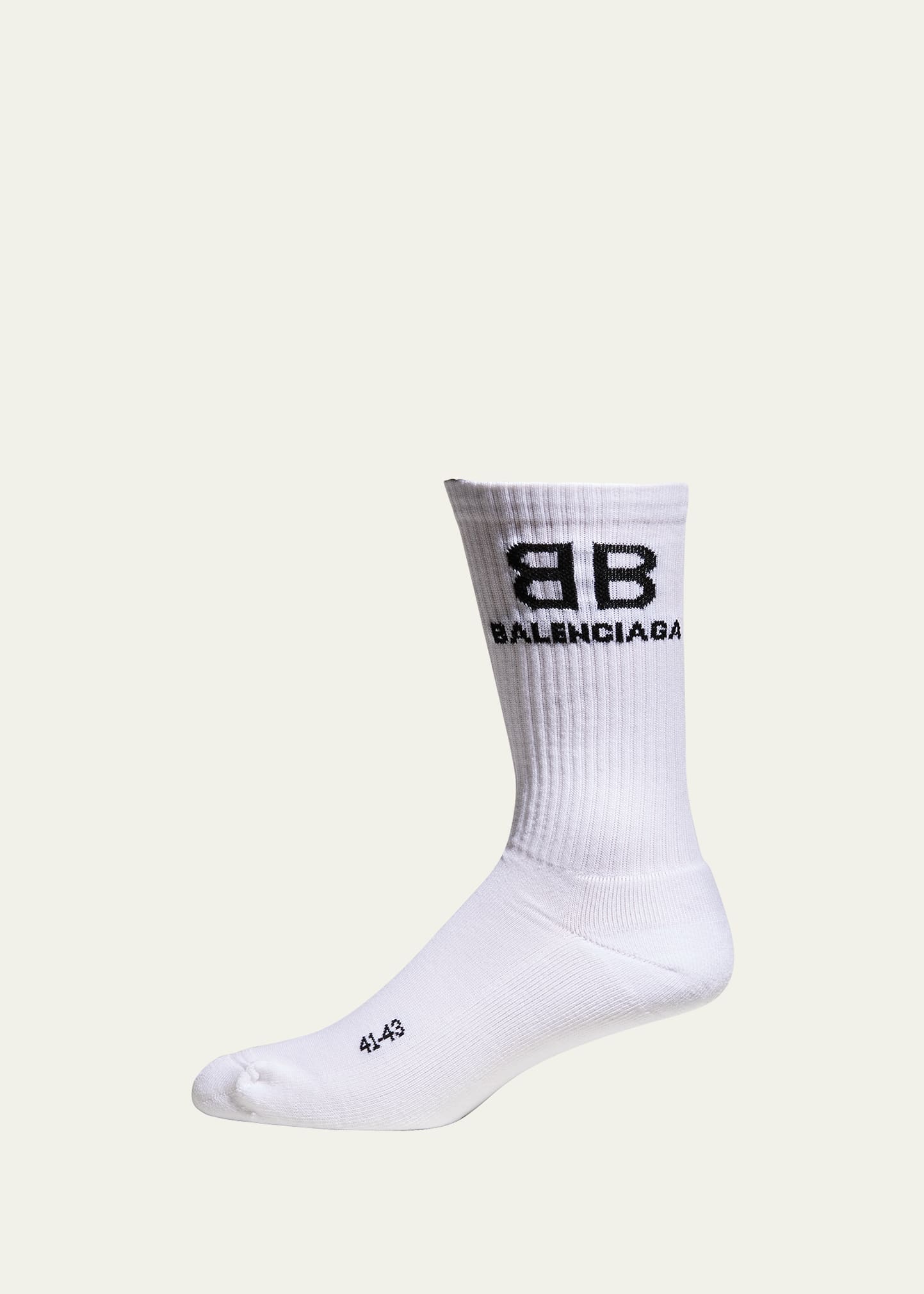 Balenciaga Men's Bb-logo Tennis Socks In Blanc/noir
