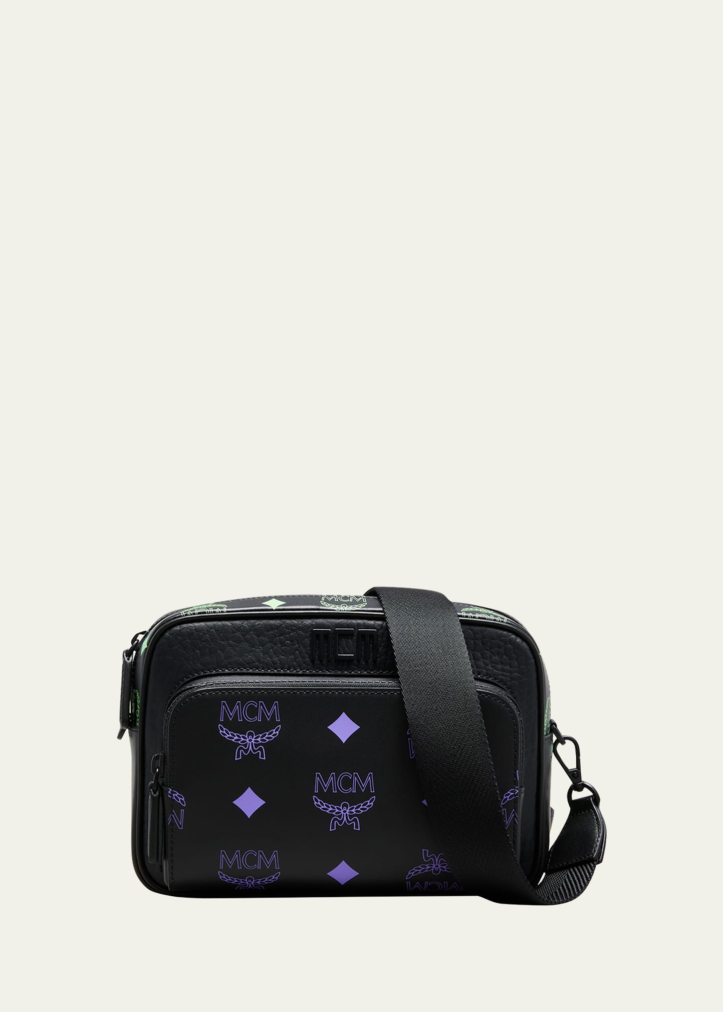 Mcm Men's Visetos Leather Crossbody Bag In Dahlia Purplesum