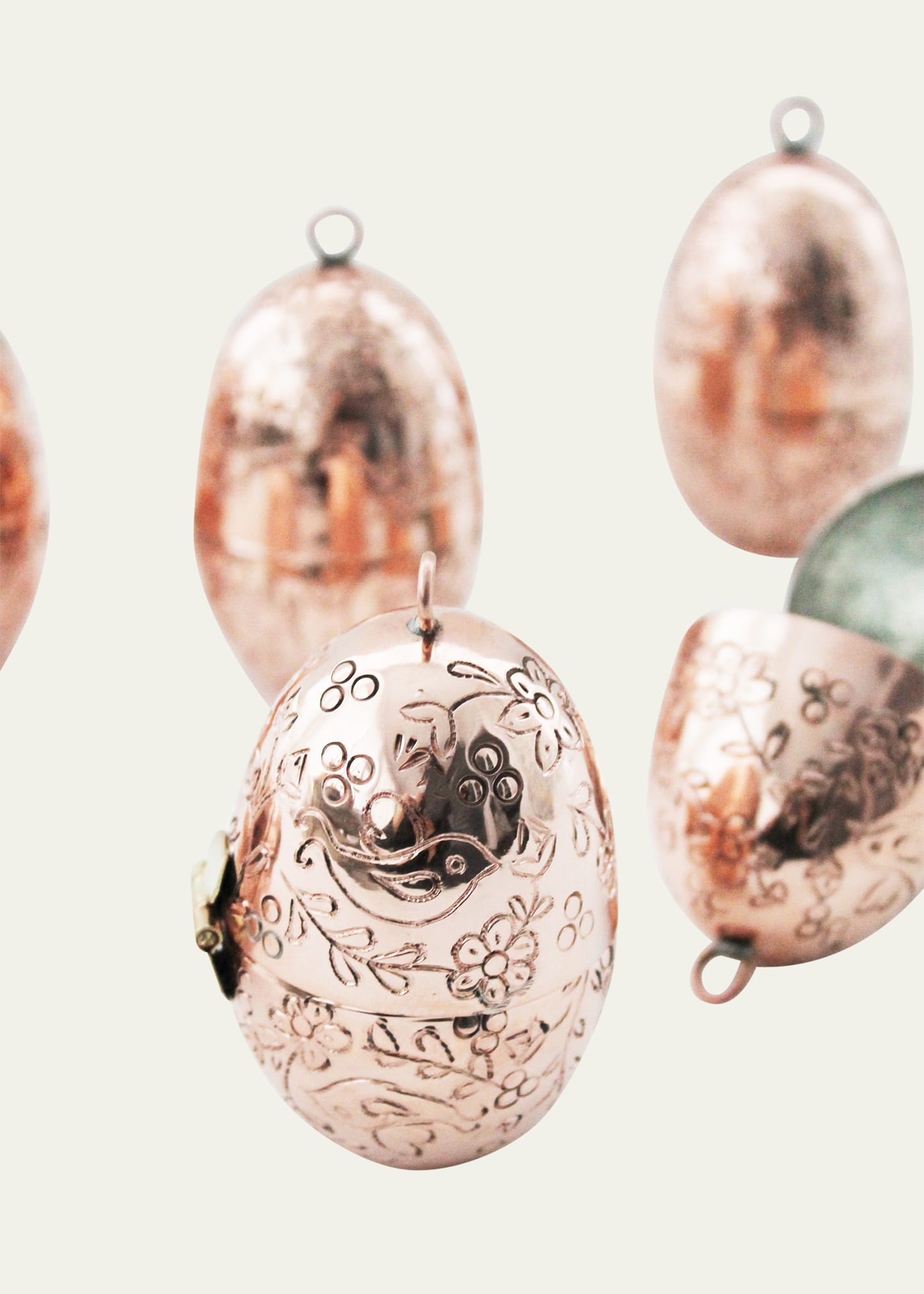 Vintage Inspired Etched Egg Ornament, Set of 4