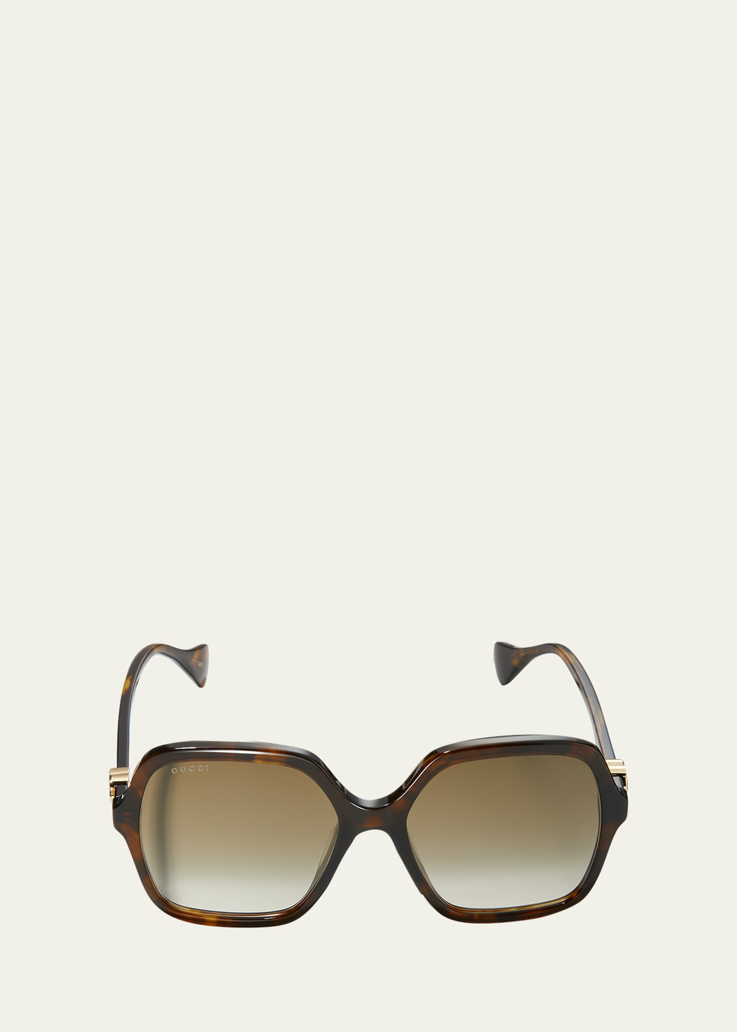 Gucci Oversize Rectangle Acetate Sunglasses In Dark Havana