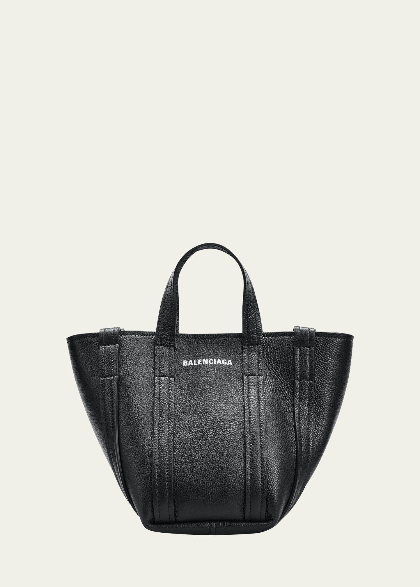 Balenciaga Xs Everyday Grained Leather Tote Crossbody Bag In Black/white