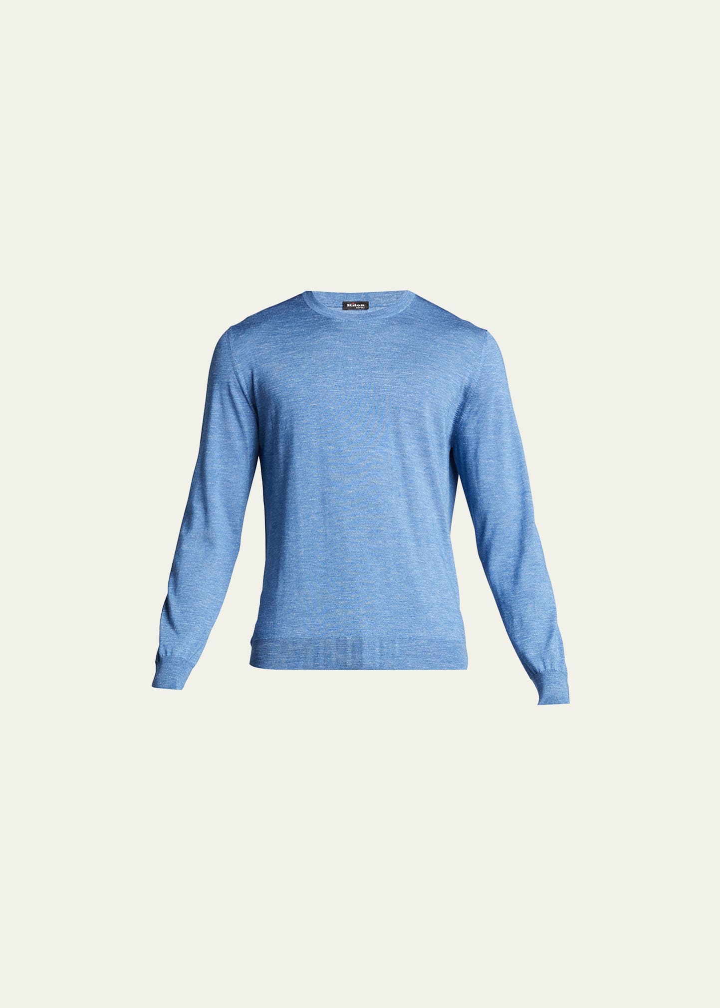 Kiton Men's Heathered Cotton Crewneck Sweater In Light Blue
