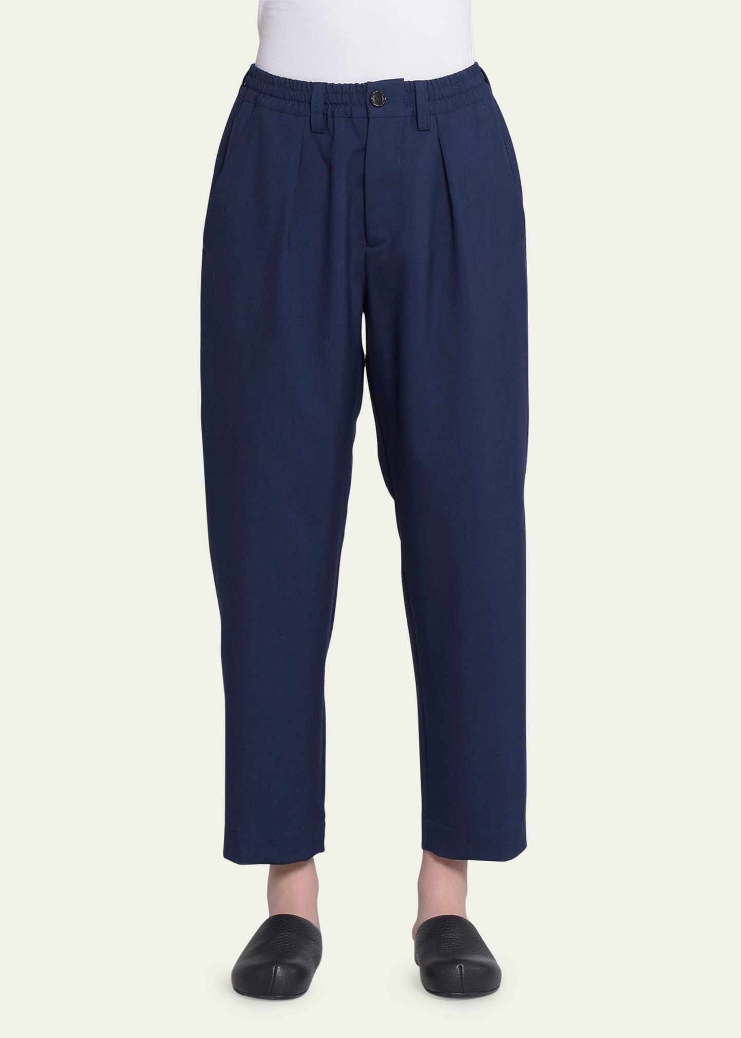 MARNI PLEATED STRAIGHT-LEG CROP PANTS