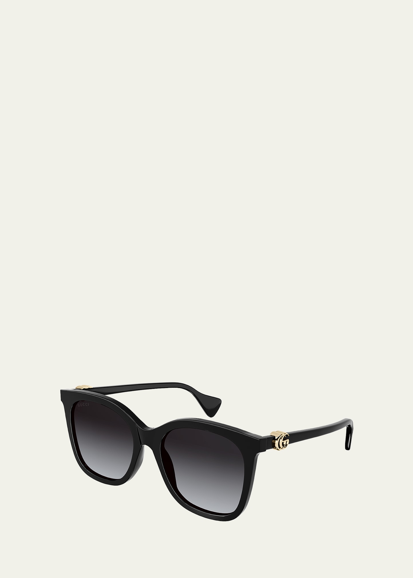 Shop Gucci Interlocking Logo Acetate Cat-eye Sunglasses In Shiny Black