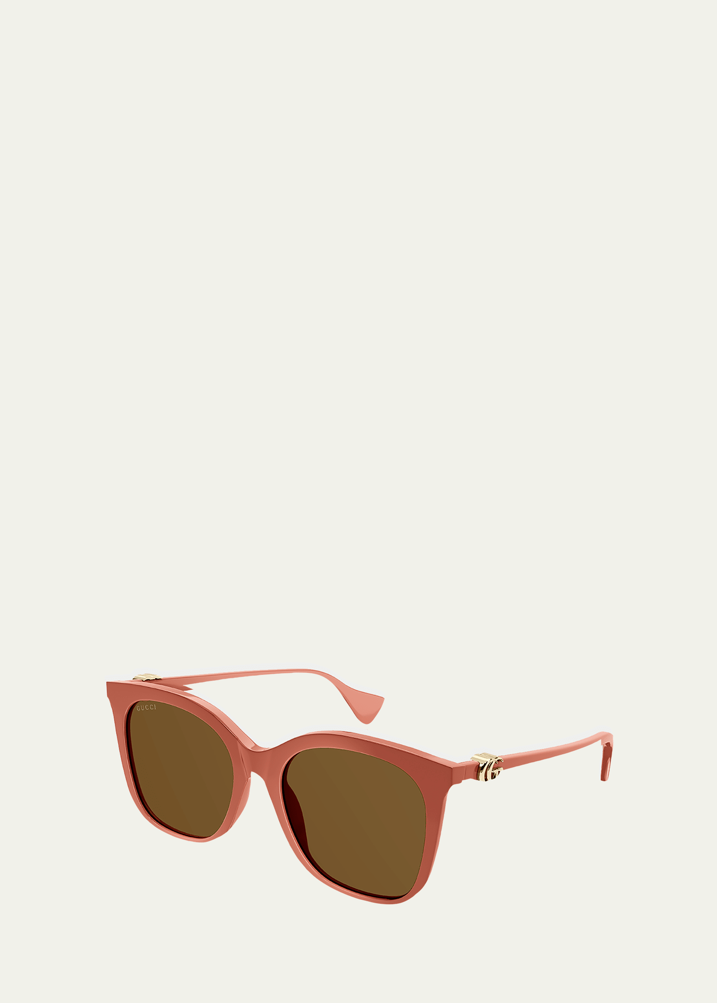 Gucci Interlocking Logo Acetate Cat-eye Sunglasses In Shiny Solid Rose