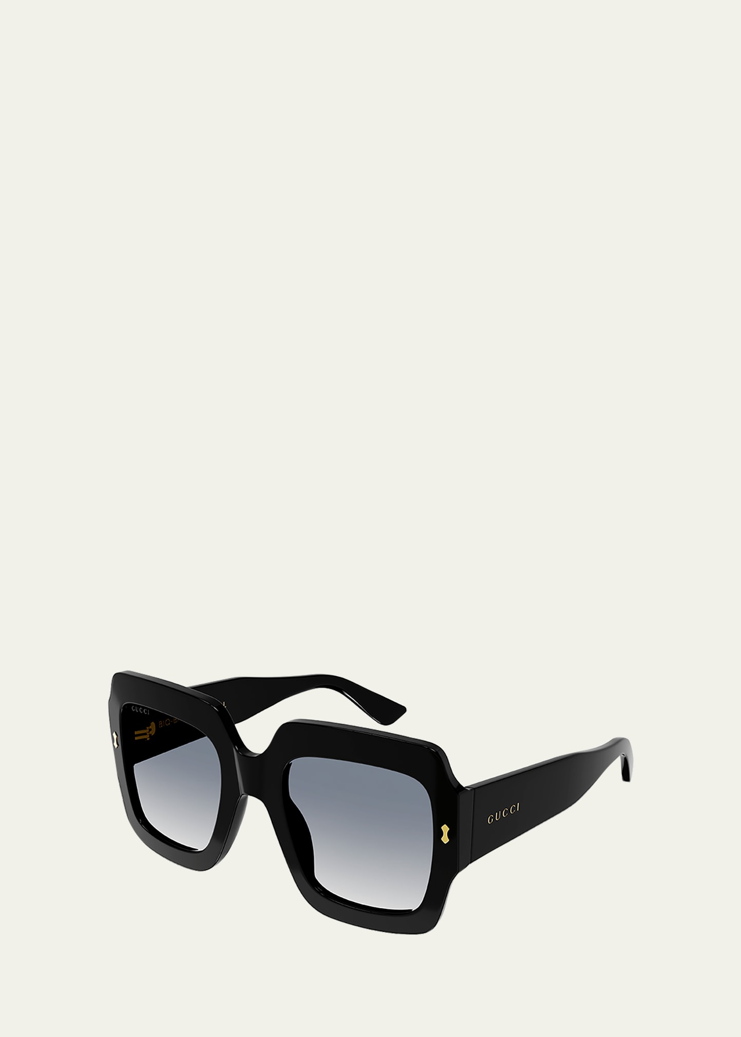 Shop Gucci Gradient Rectangle Acetate Sunglasses In Shiny Black