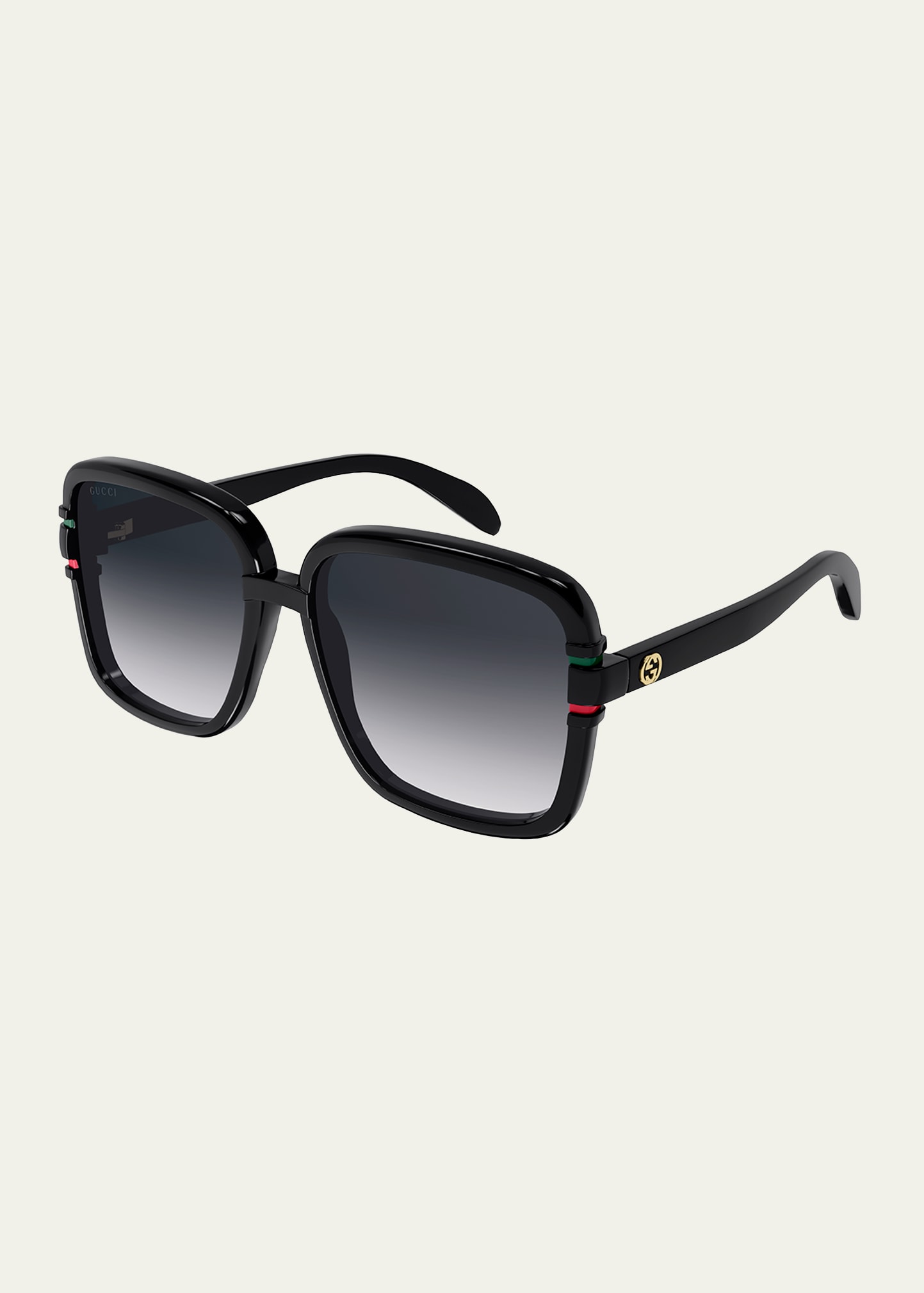 Gucci Oversized Square Injection Plastic Sunglasses In Shiny Black