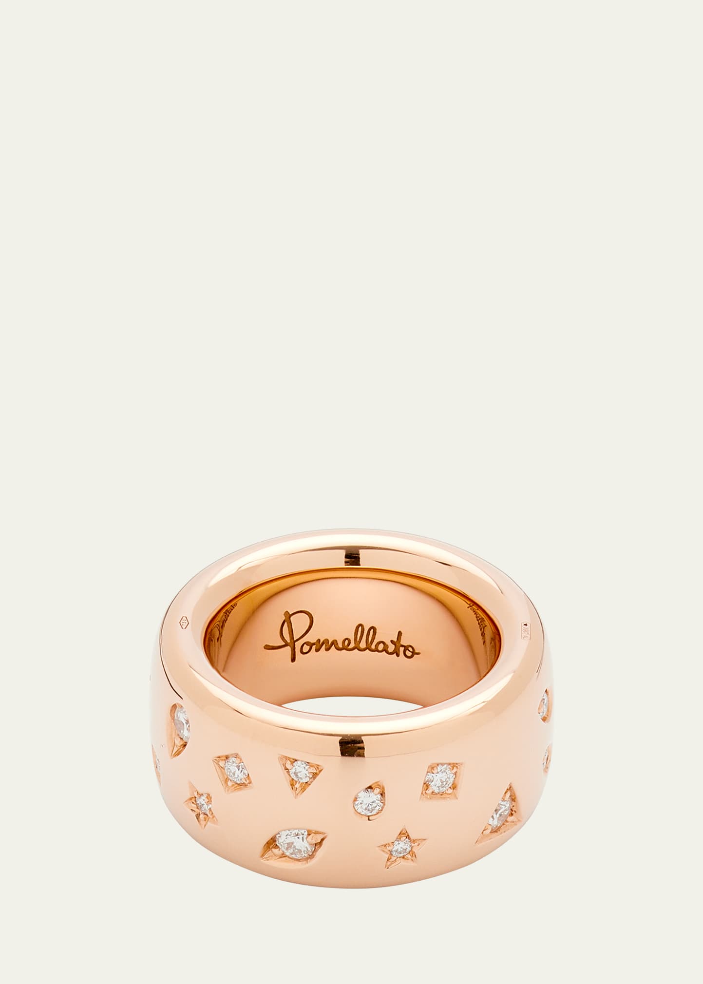 POMELLATO ICONICA LARGE 18K ROSE RING WITH DIAMONDS