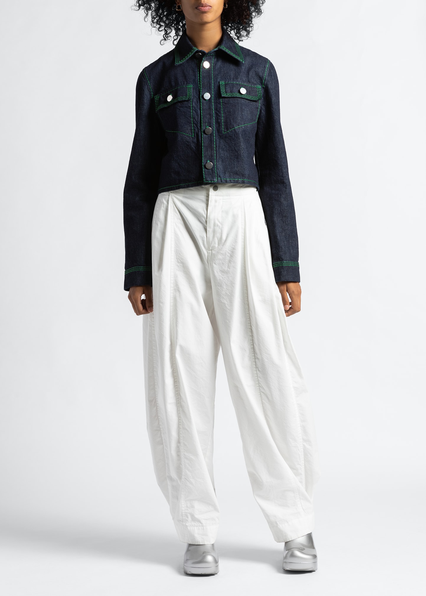 Bottega Veneta Short Contrast-Stitch Denim Jacket