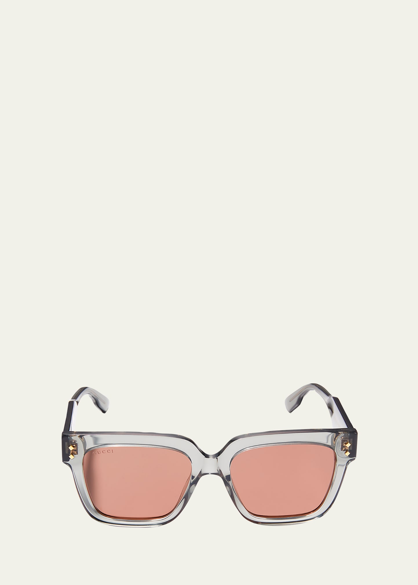 Gucci Men's Rectangle Acetate Sunglasses In Transparent Gray