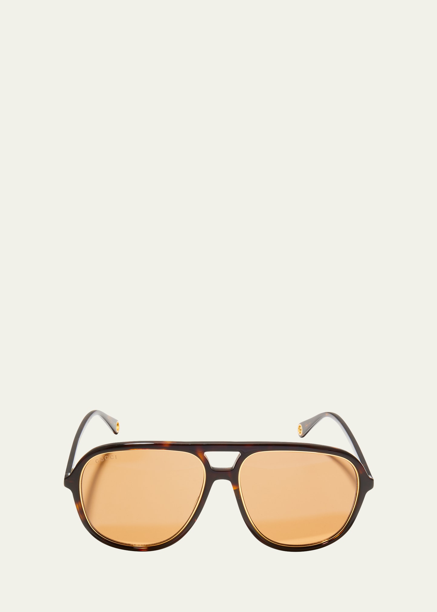 Gucci Men's Gg-logo Aviator Acetate Sunglasses In Brown
