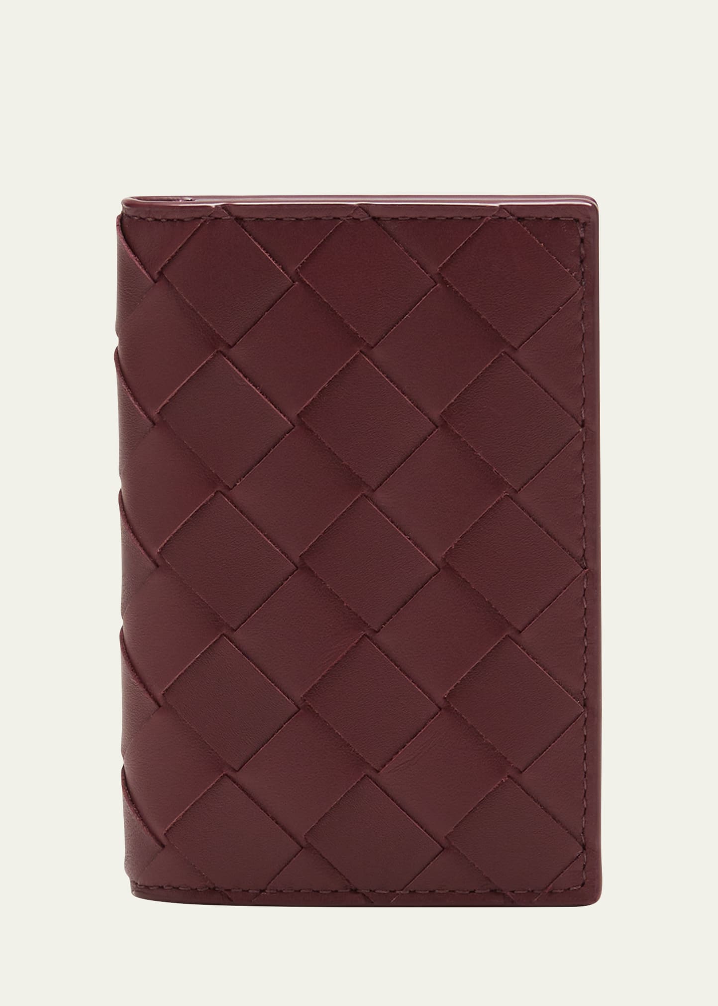 Men's Intreccio Bicolor Leather Vertical Bifold Card Case