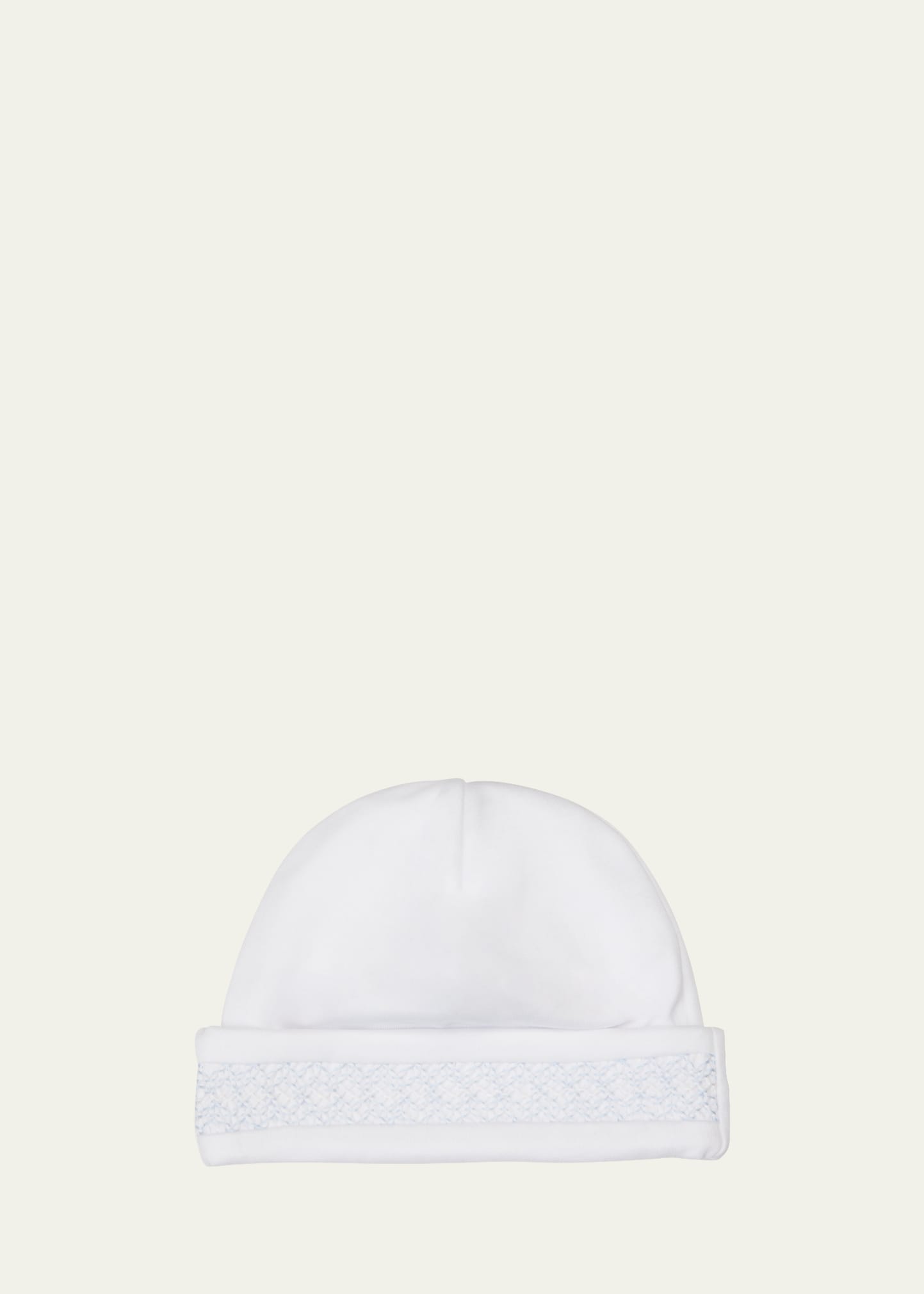 Kissy Kissy Kids' Boy's Hand-smocked Pima Cotton Baby Hat In Whitelt Blue