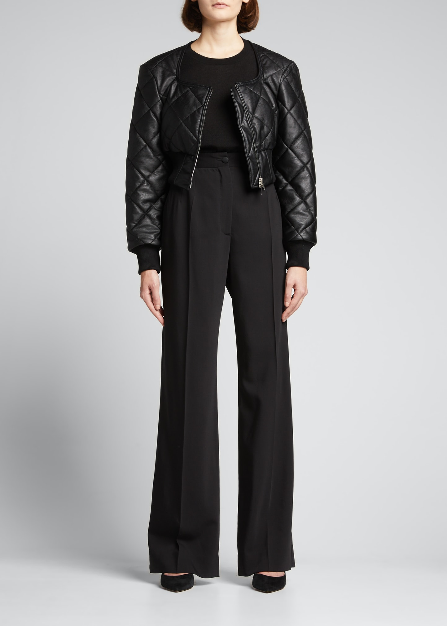 Stella McCartney Faux Leather Quilted Cropped Jacket