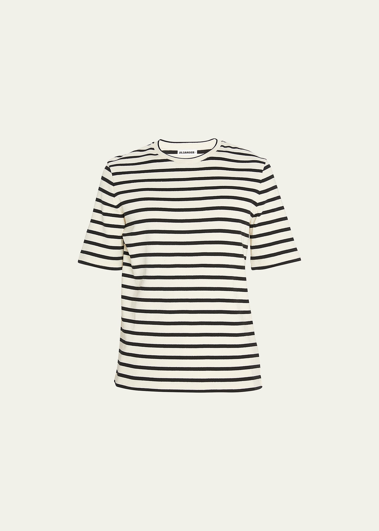 Shop Jil Sander Men's Striped Crew T-shirt In Open Grey