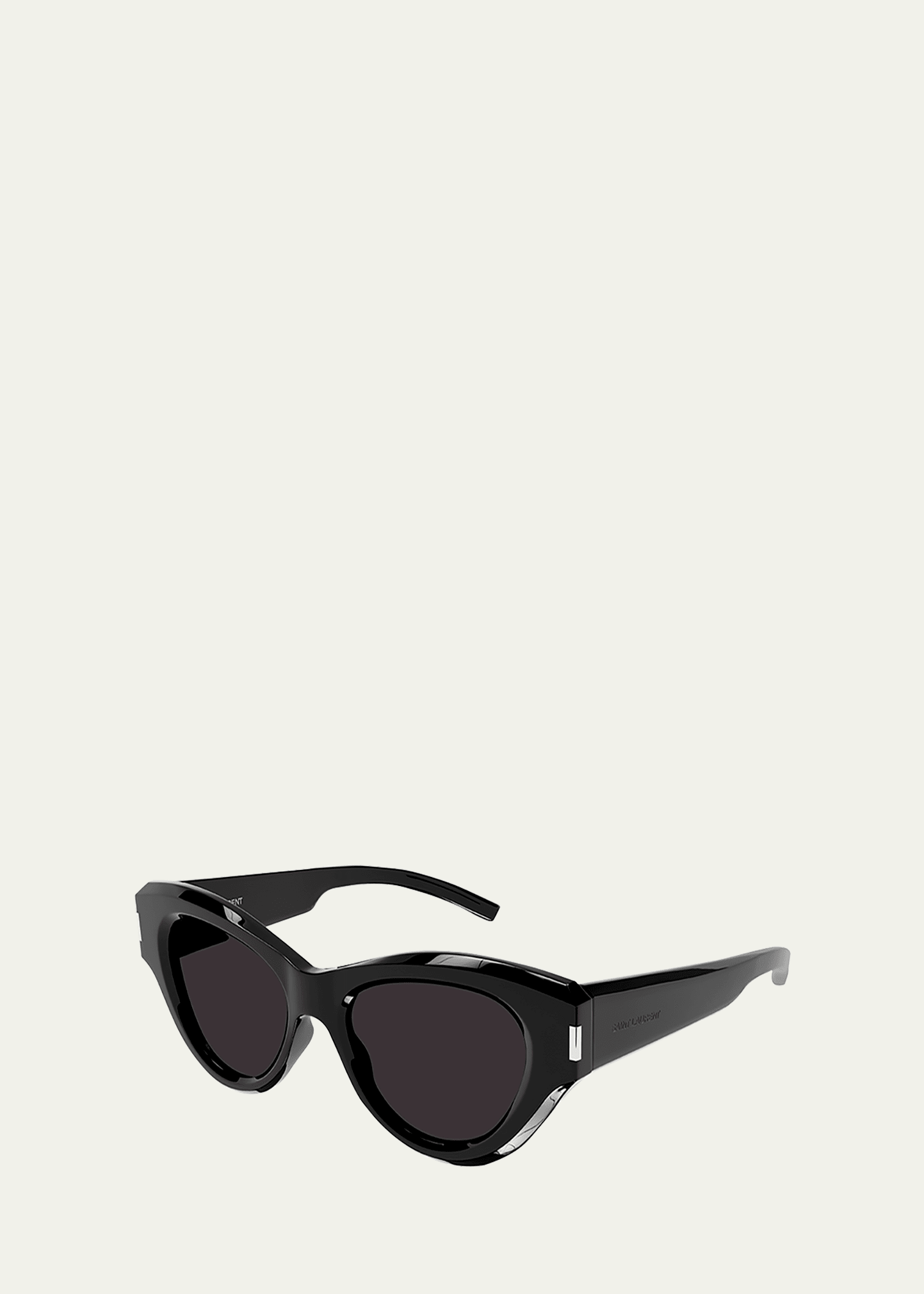 Shop Saint Laurent Thick Acetate Cat-eye Sunglasses In Shiny Black