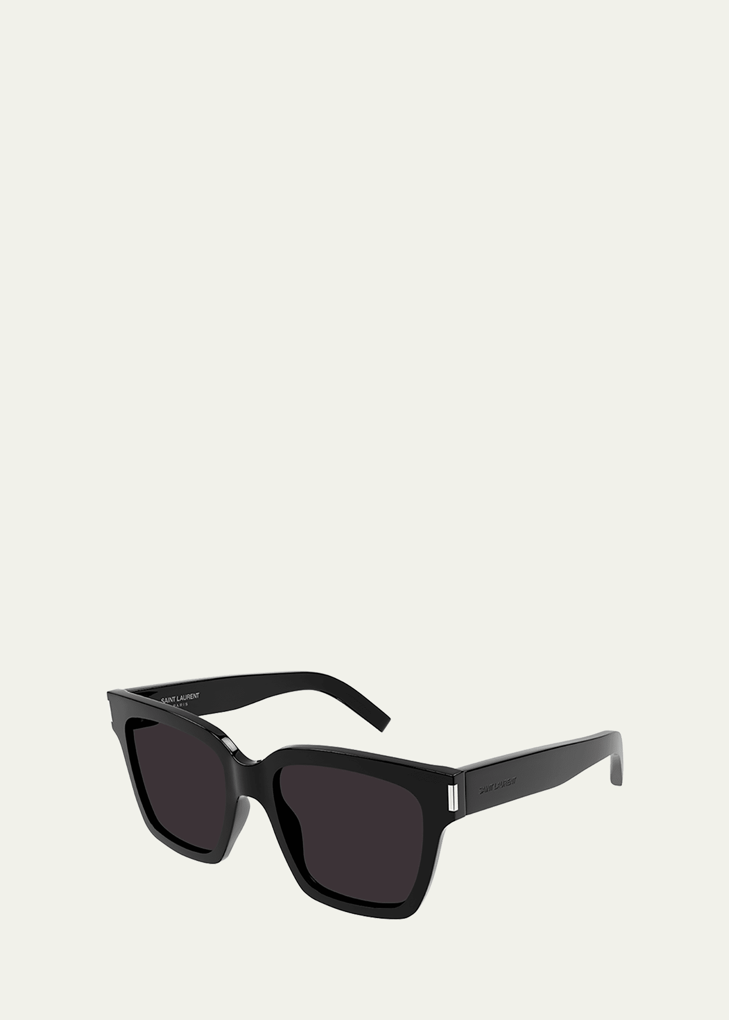 Saint Laurent Rectangle Acetate Sunglasses In Shiny Black