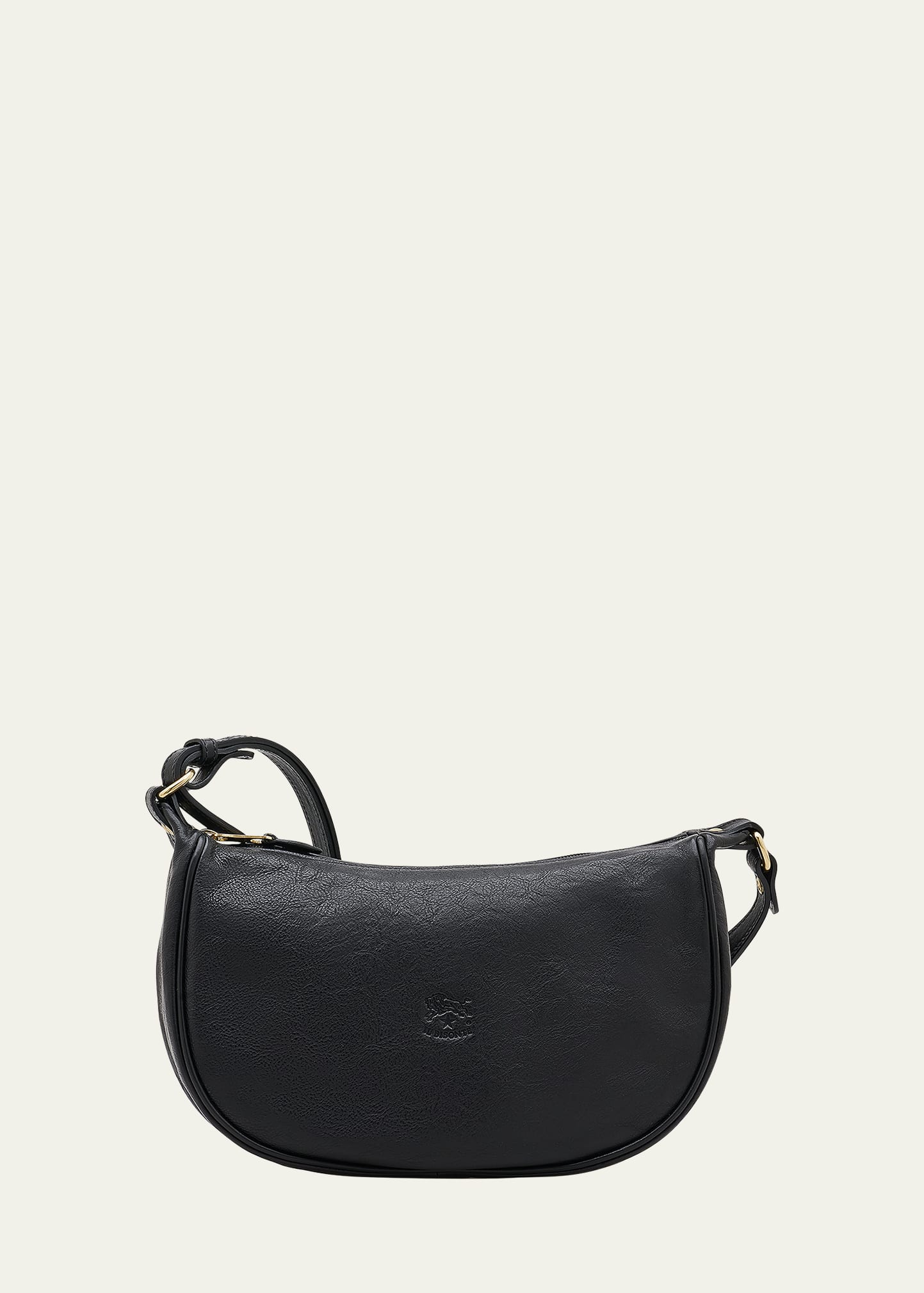 Shop Il Bisonte Luna Medium Vintage Leather Shoulder Bag In Vintage Black