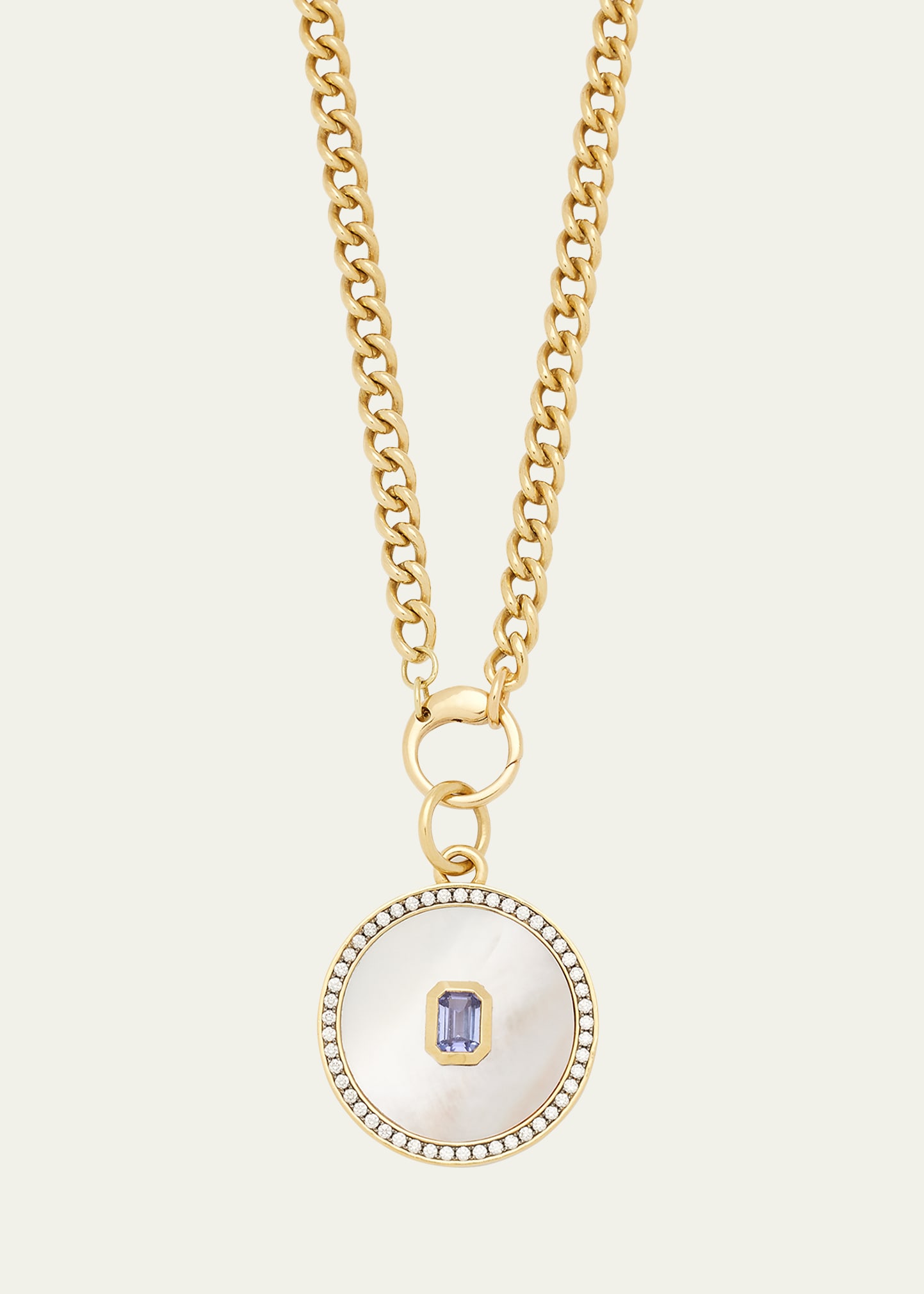 Jemma Wynne Mother-of-Pearl and Tanzanite Prive Medallion on Tojours Chain